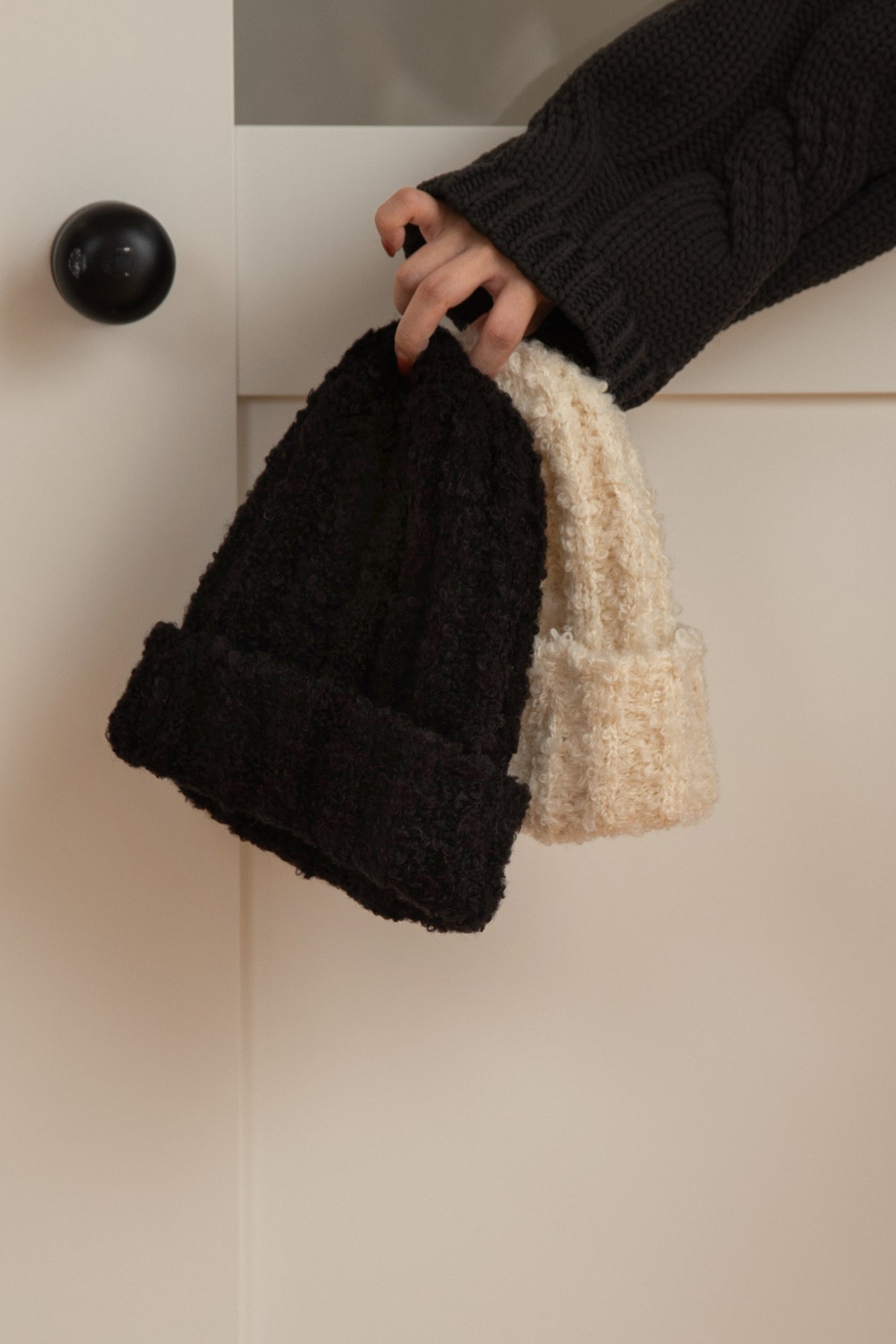 fluffy knit cap