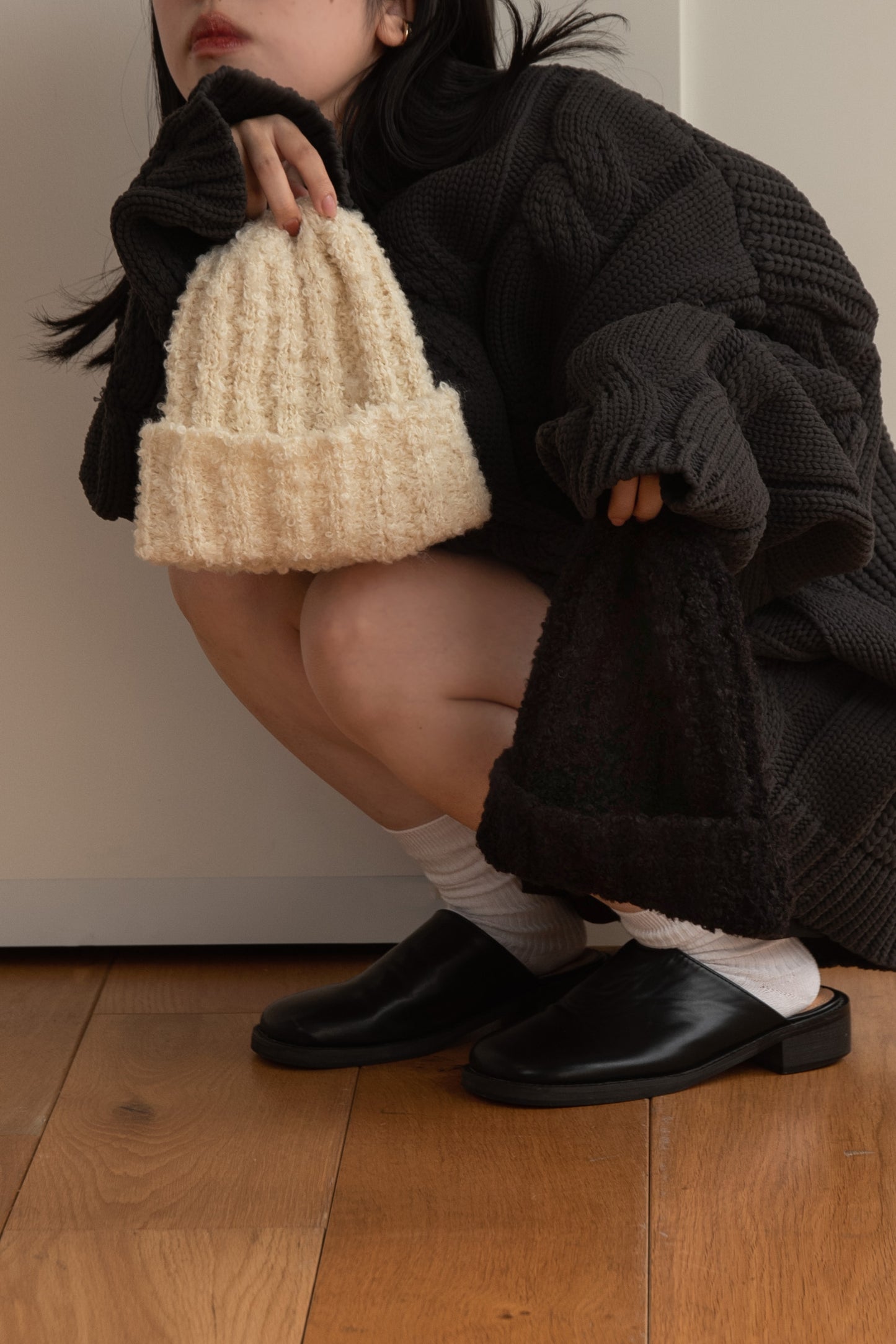 fluffy knit cap