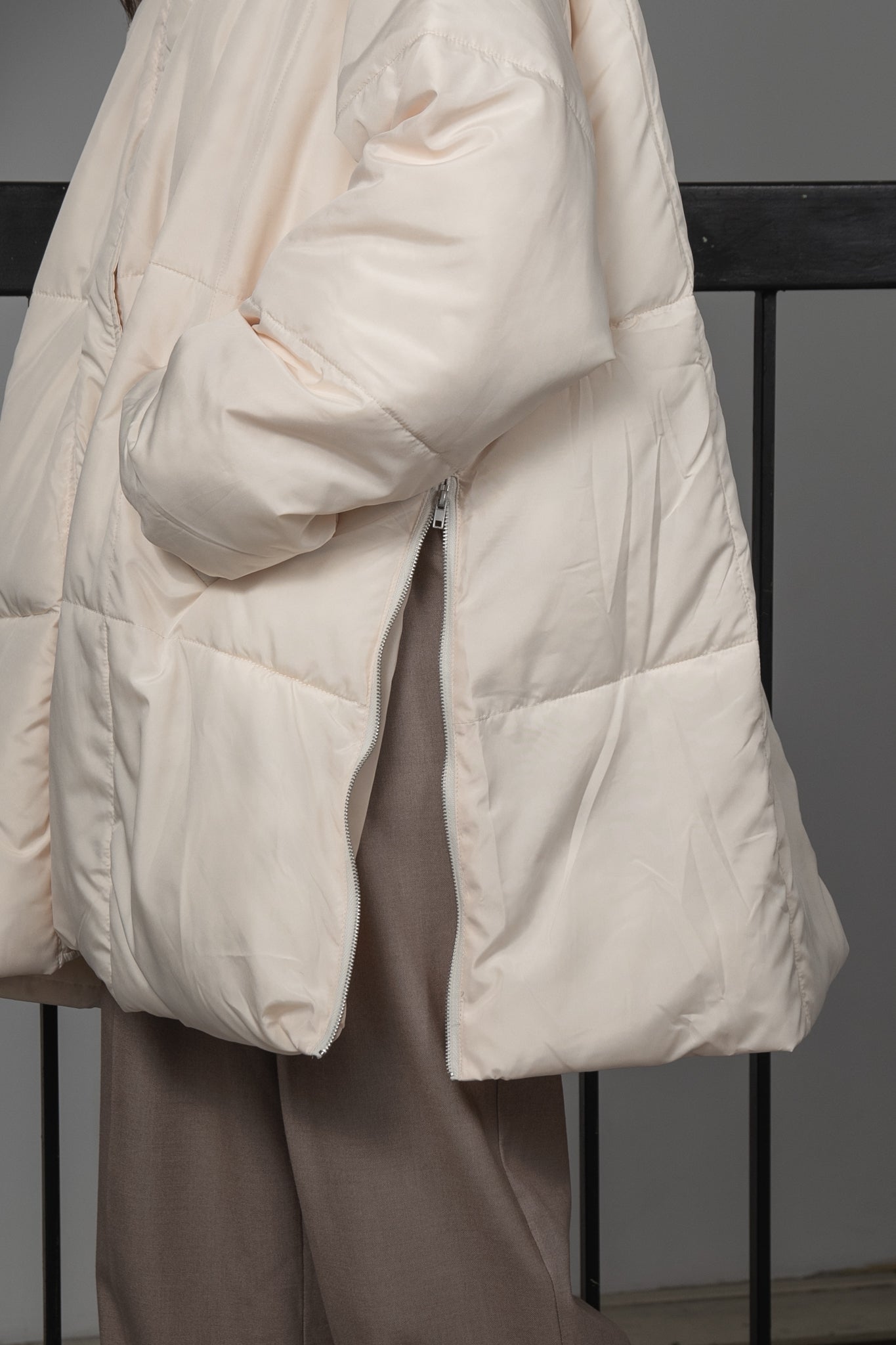 fiber down no collar blouson
