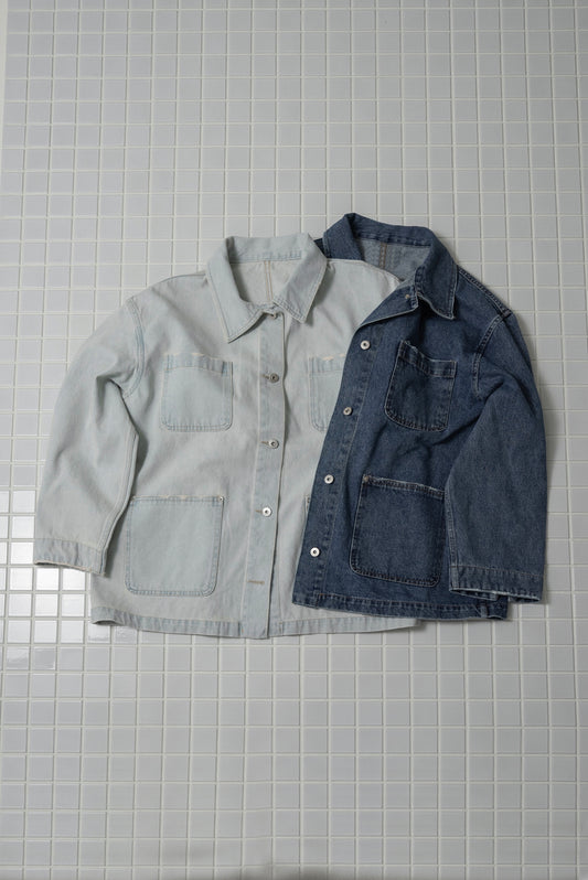 mixed pocket denim jacket