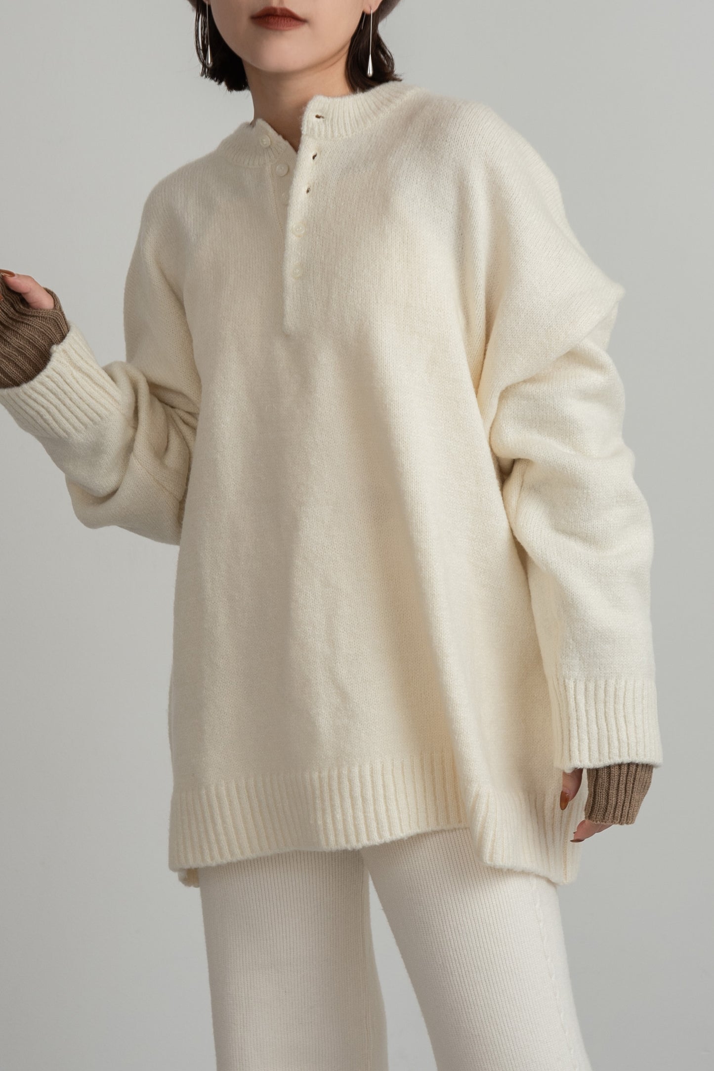 front button loose over knit