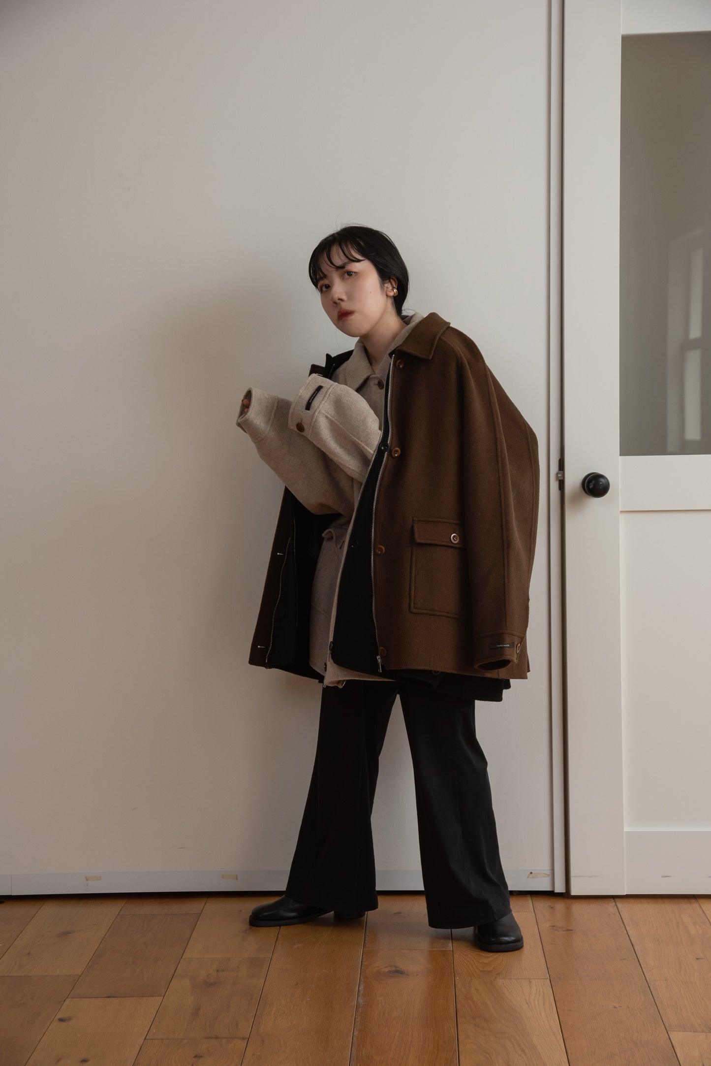 handmade wool soutien collar coat