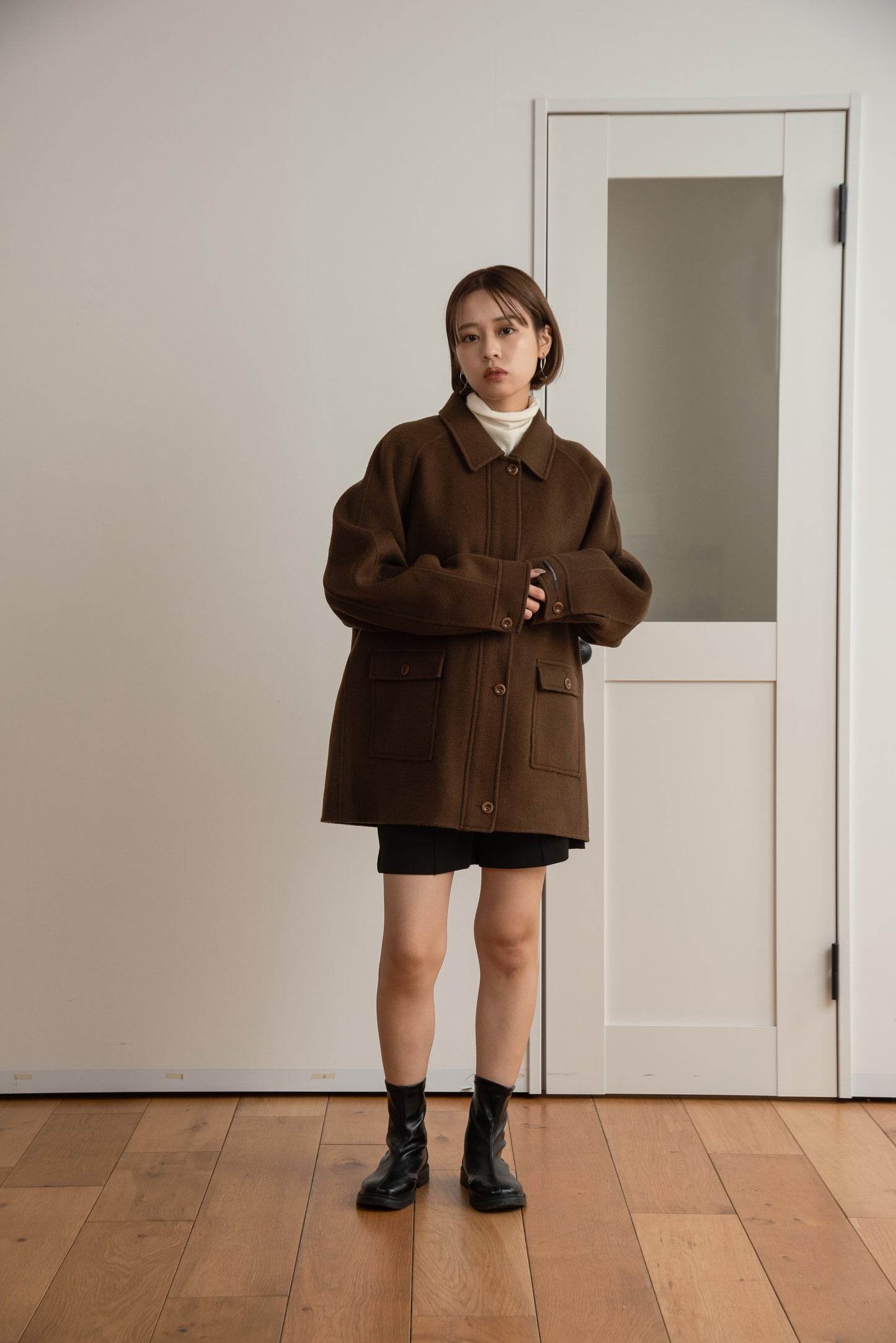 handmade wool soutien collar coat