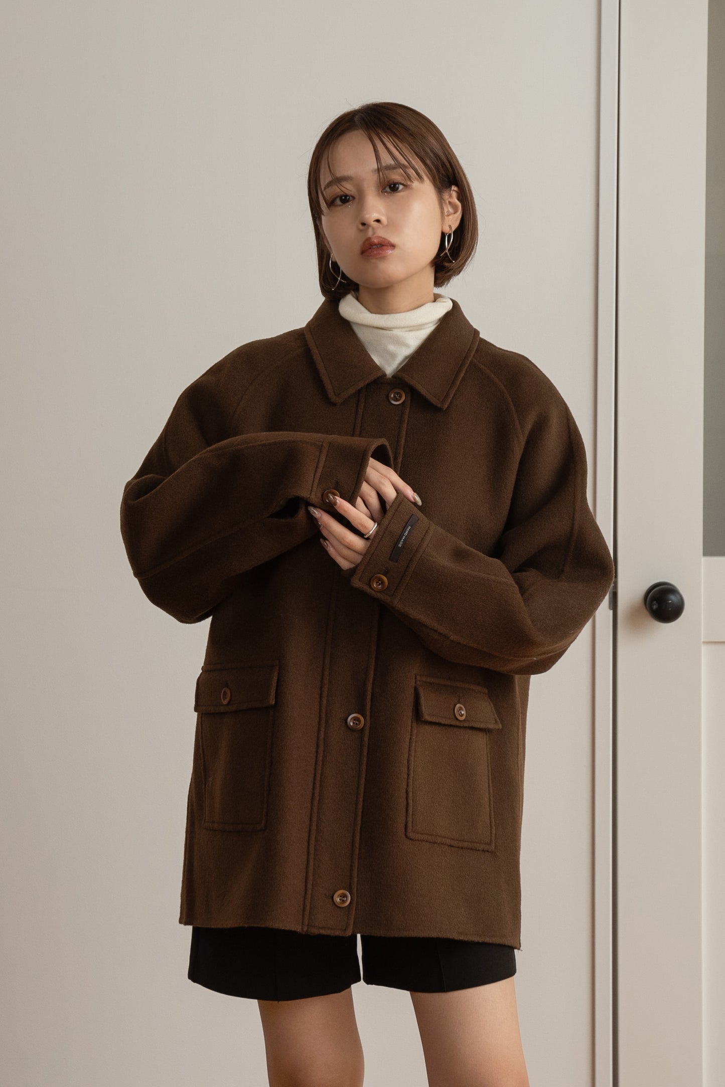 handmade wool soutien collar coat