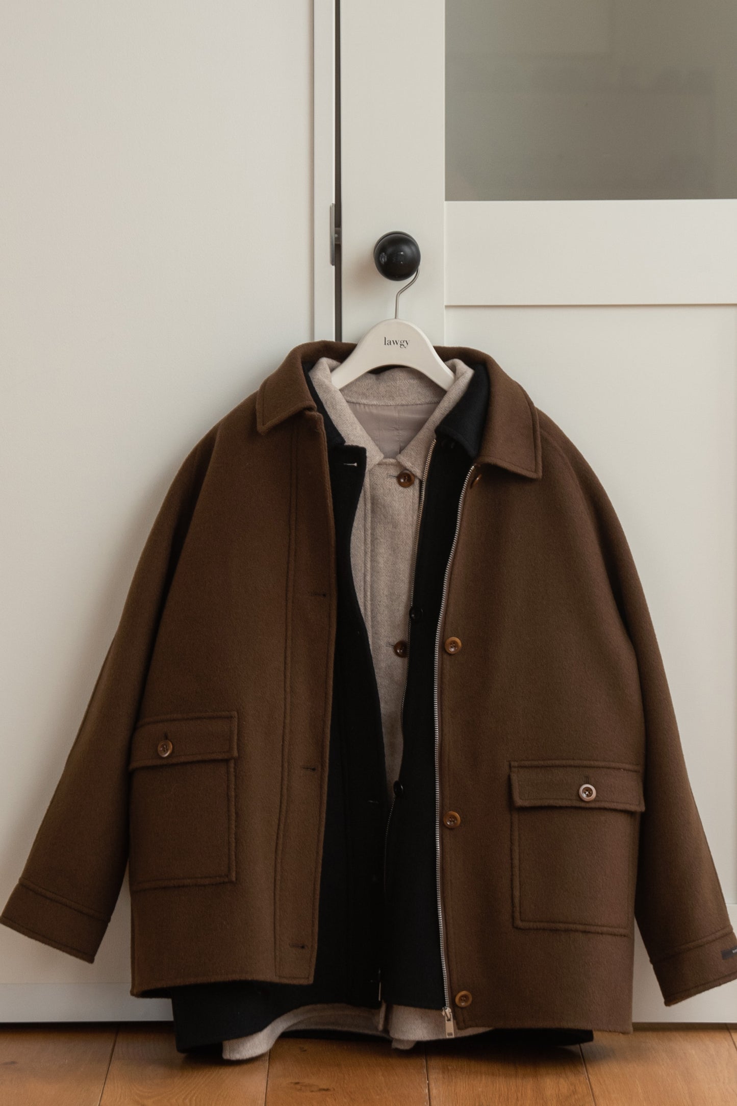 handmade wool soutien collar coat