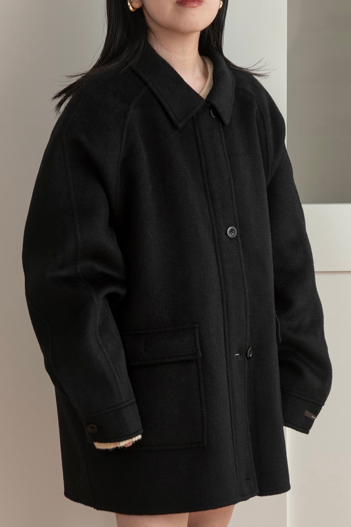 handmade wool soutien collar coat