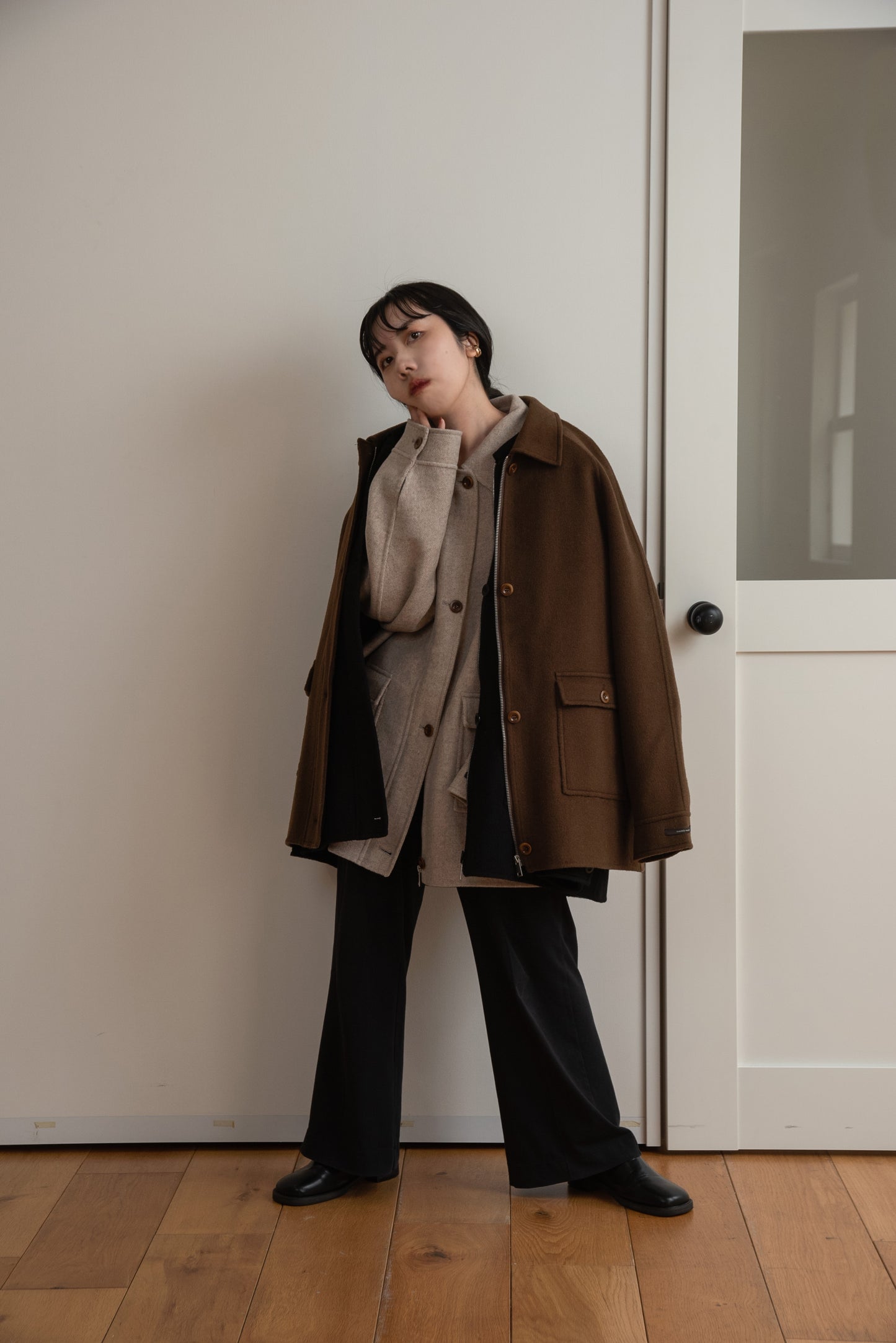 handmade wool soutien collar coat
