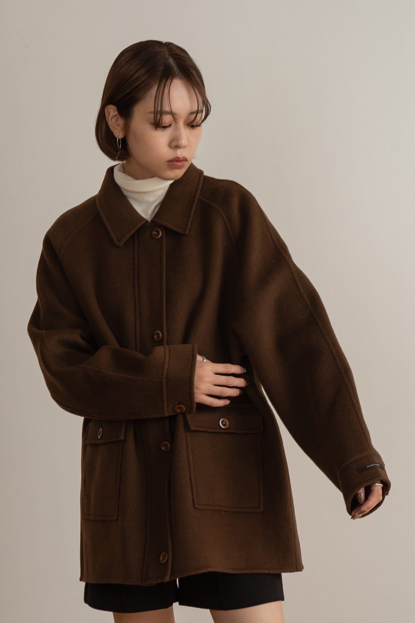 handmade wool soutien collar coat