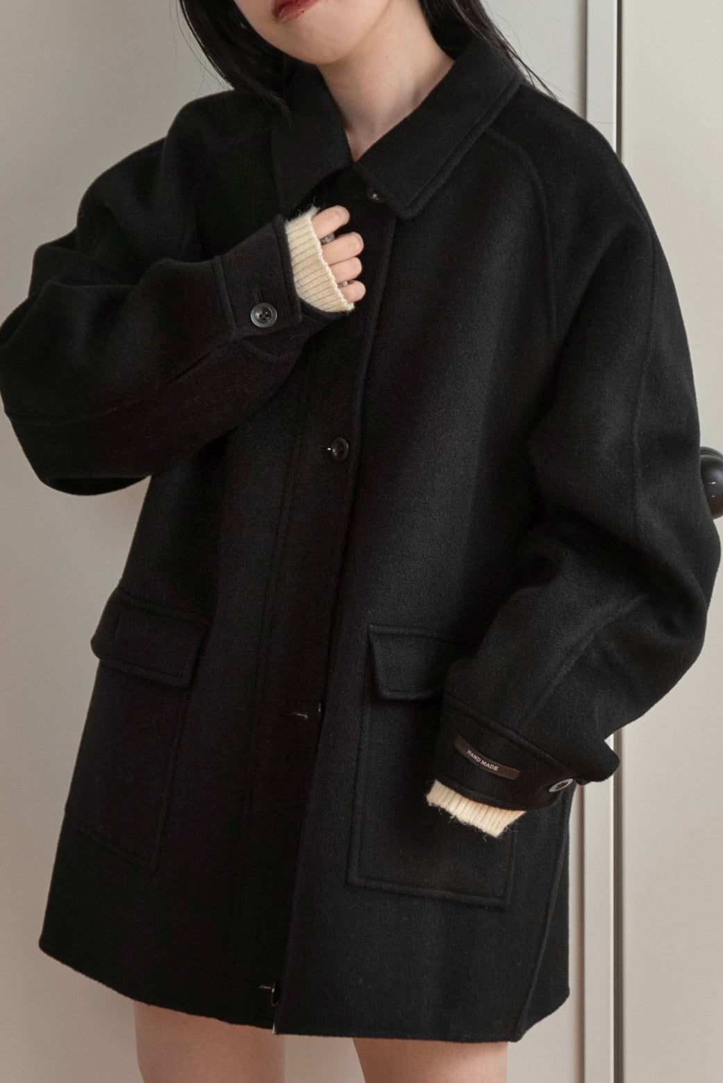 handmade wool soutien collar coat