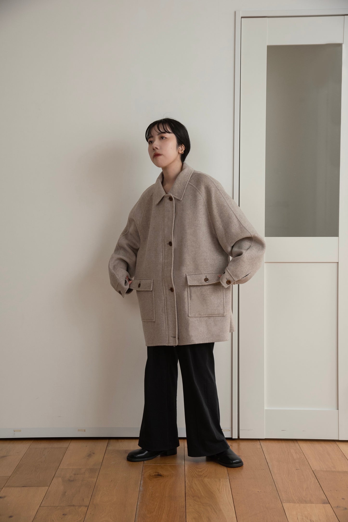 handmade wool soutien collar coat