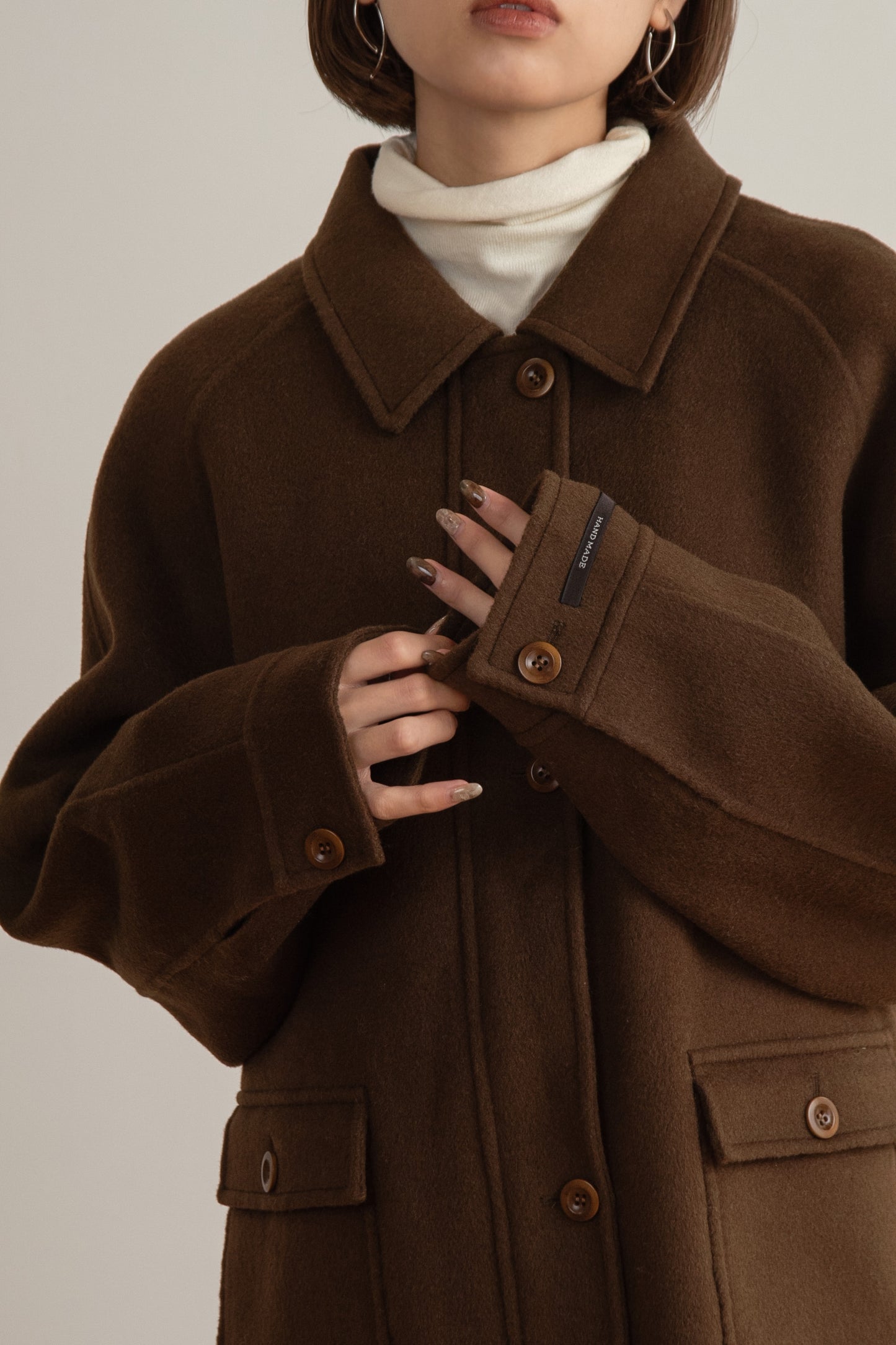 handmade wool soutien collar coat