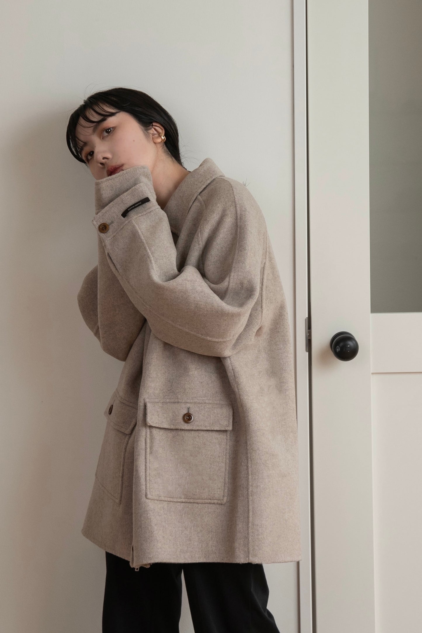 handmade wool soutien collar coat