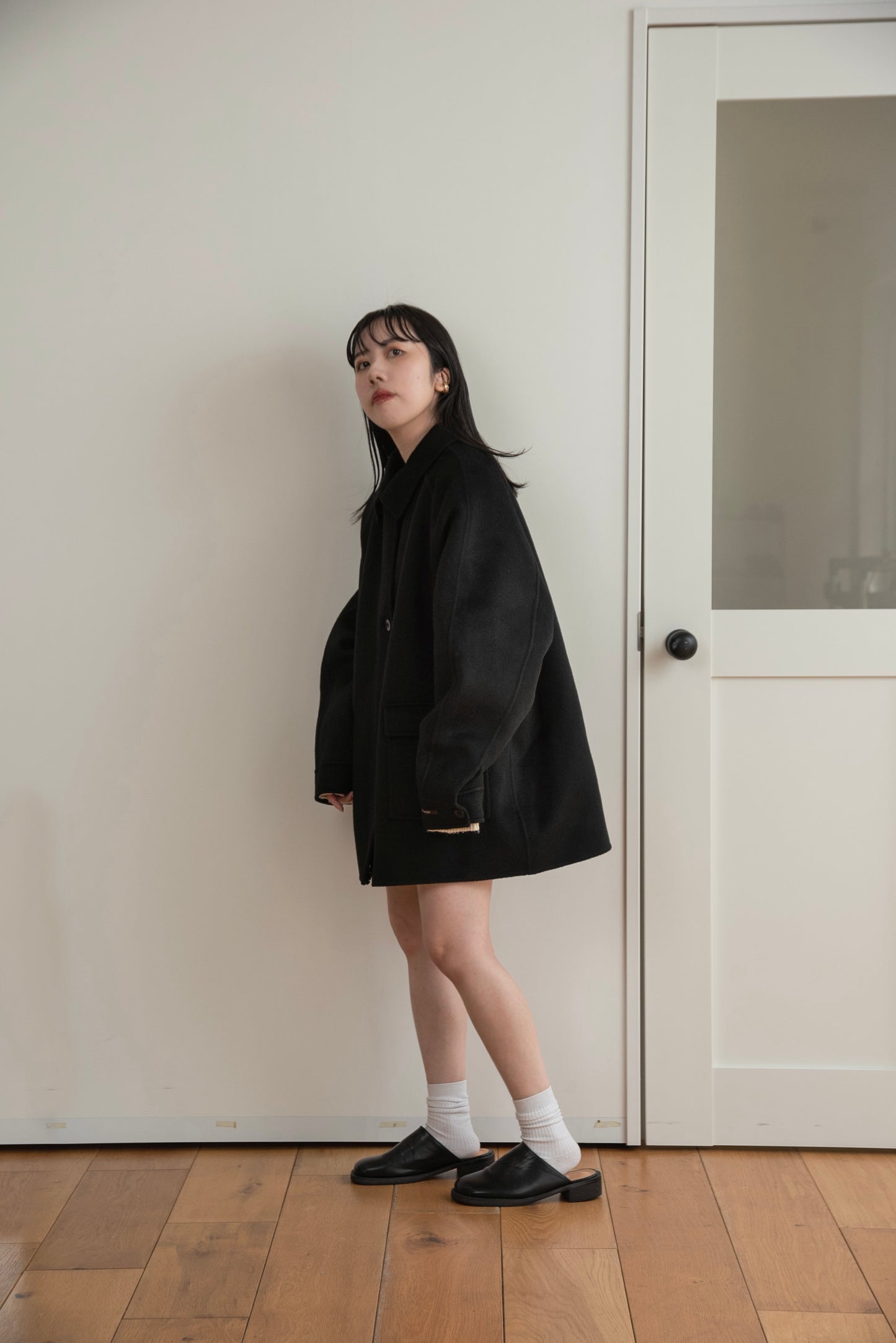 handmade wool soutien collar coat