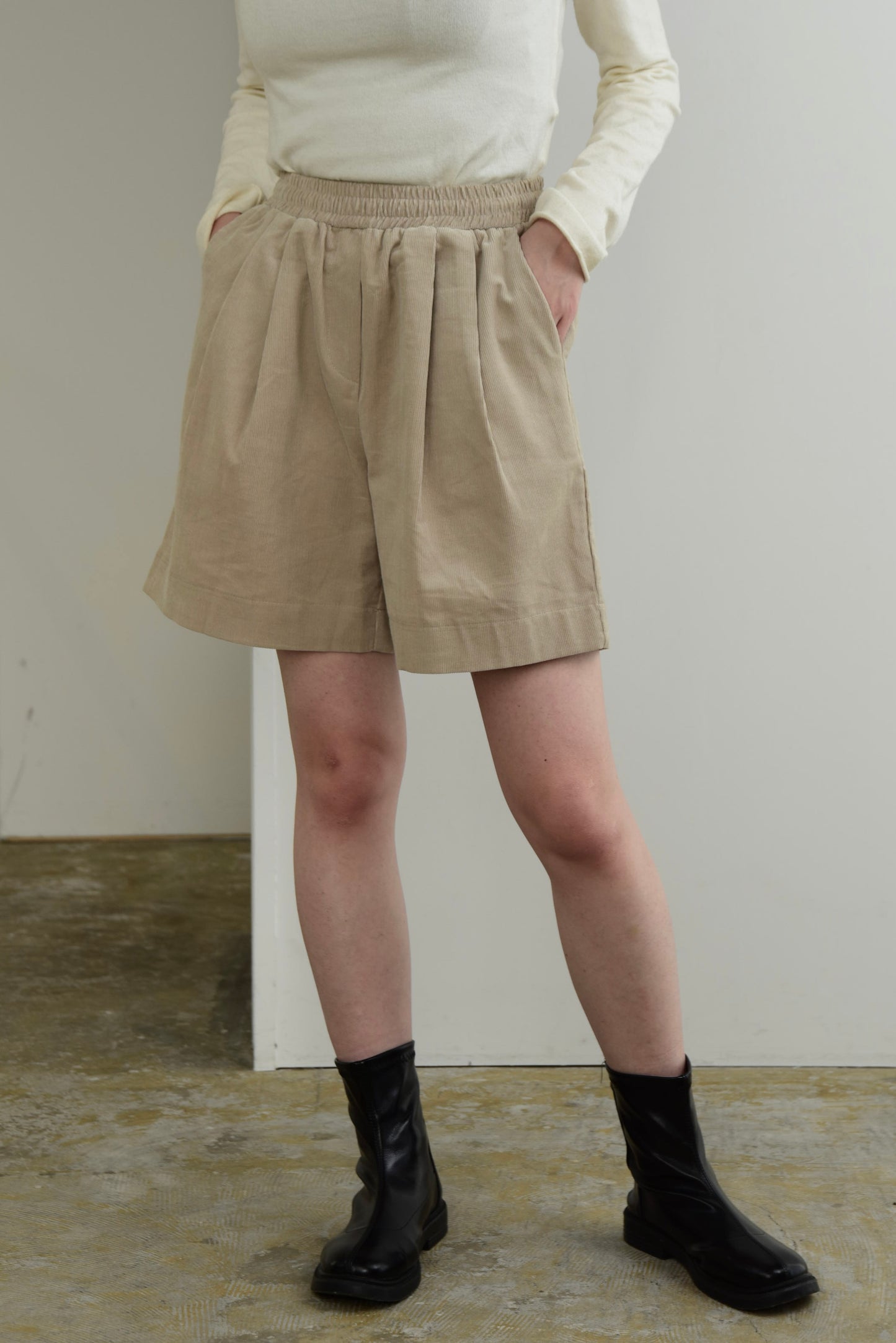 corduroy string half pants