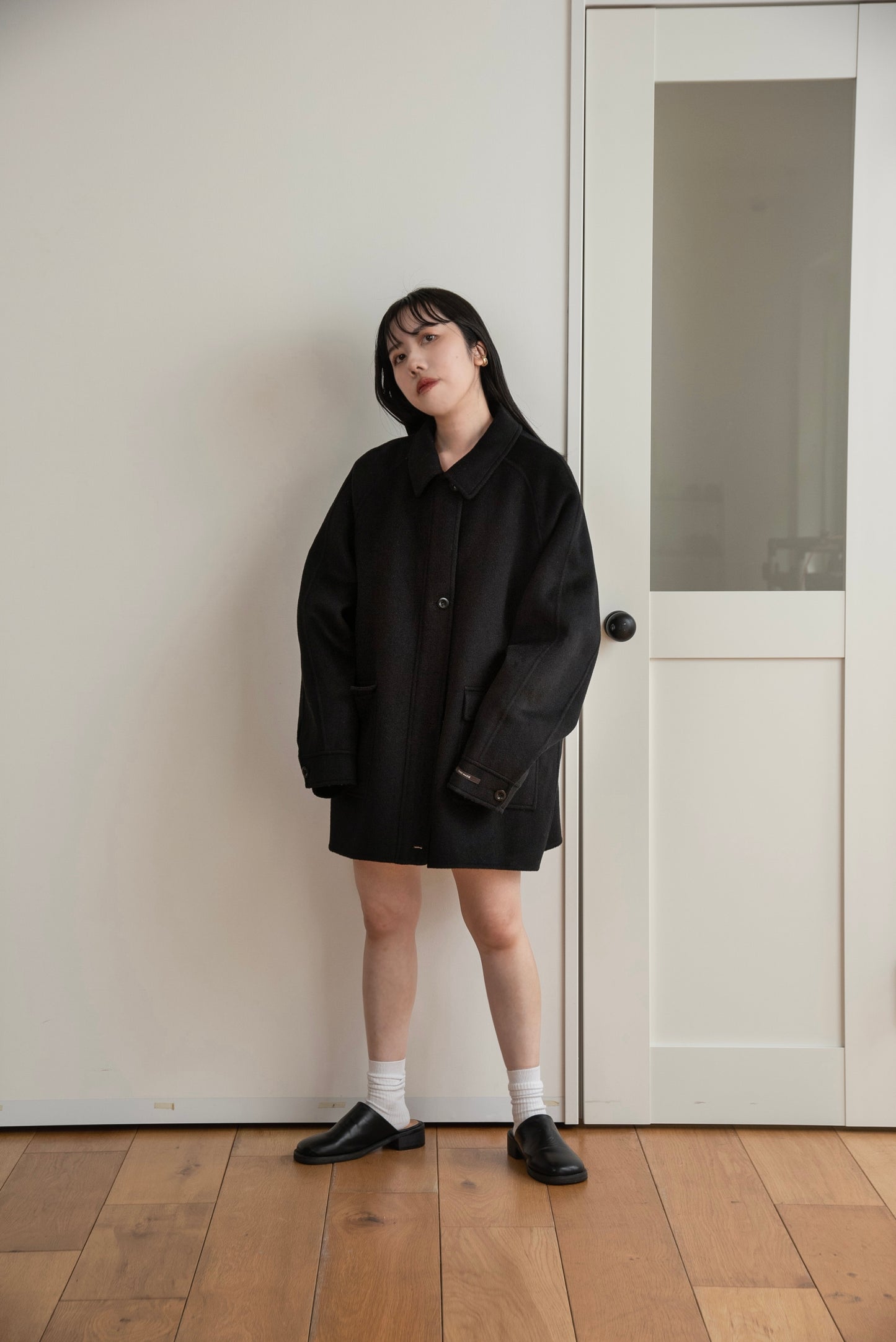 handmade wool soutien collar coat