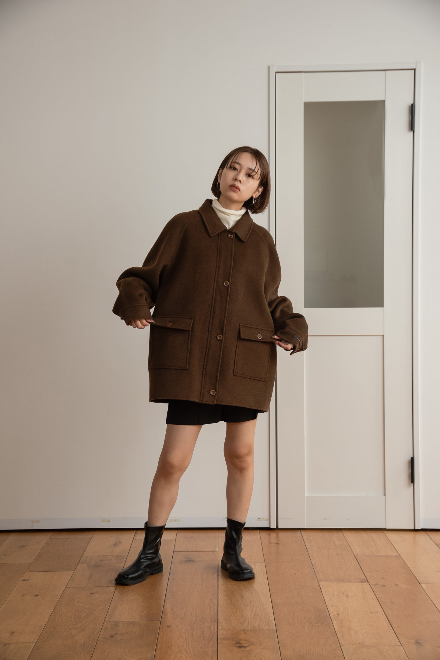 handmade wool soutien collar coat