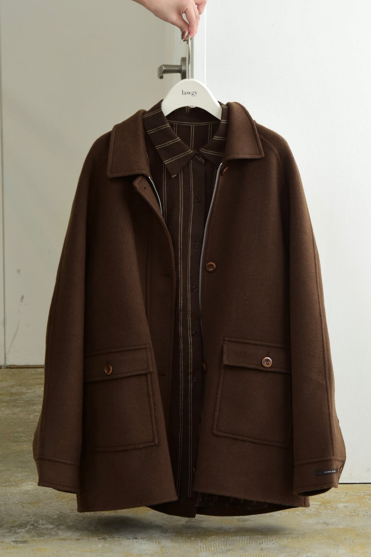 handmade wool soutien collar coat