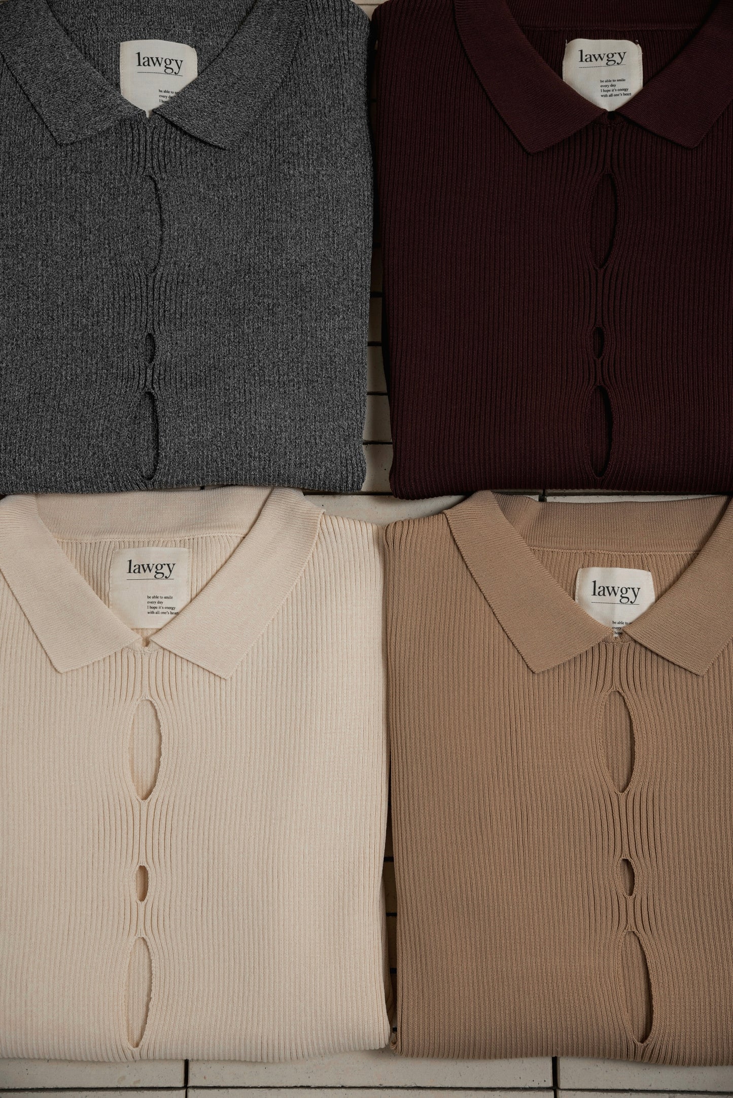 perforated collar puff sleeve knit
