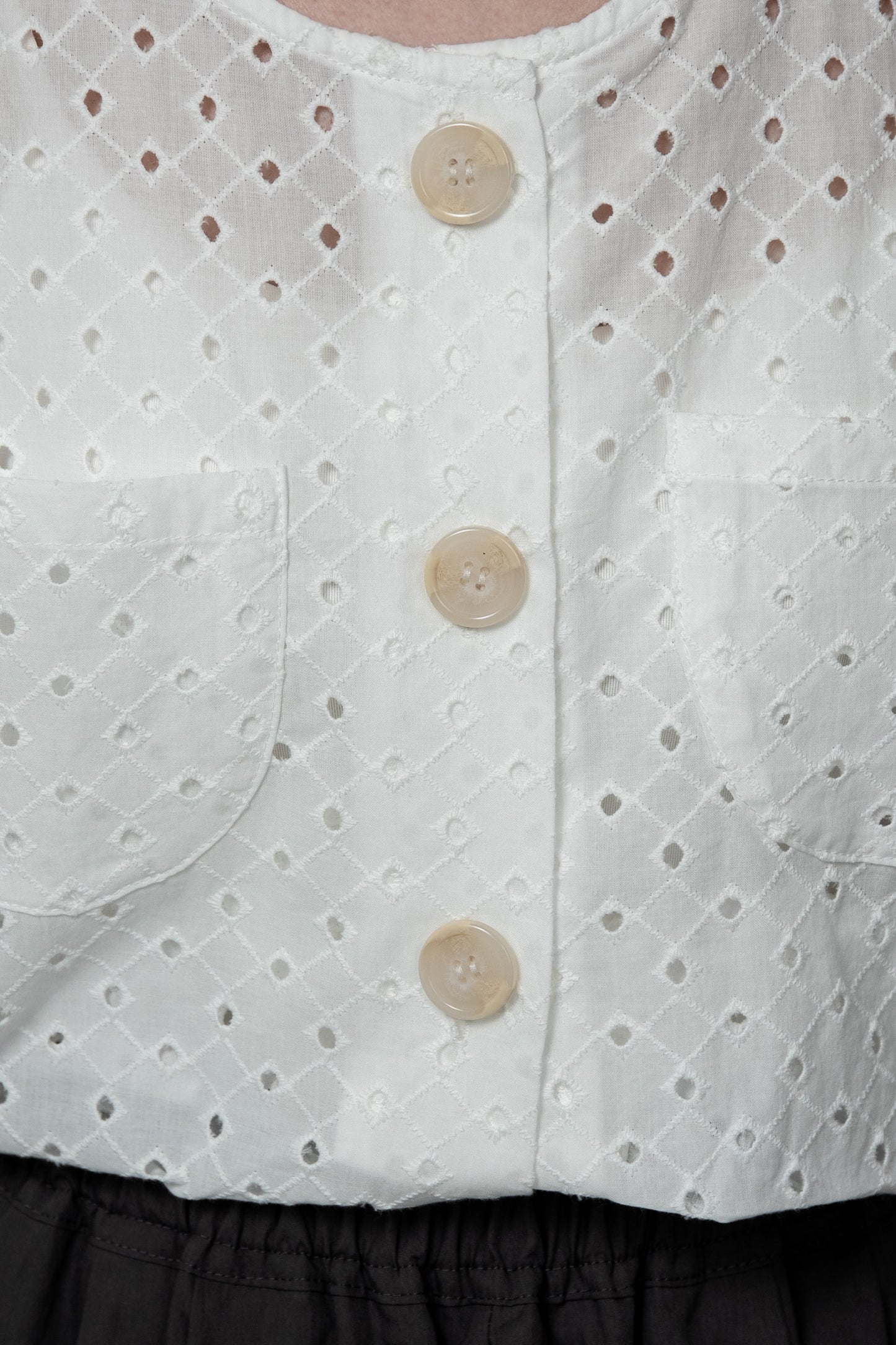 embroidery puff sleeve jacket like tops