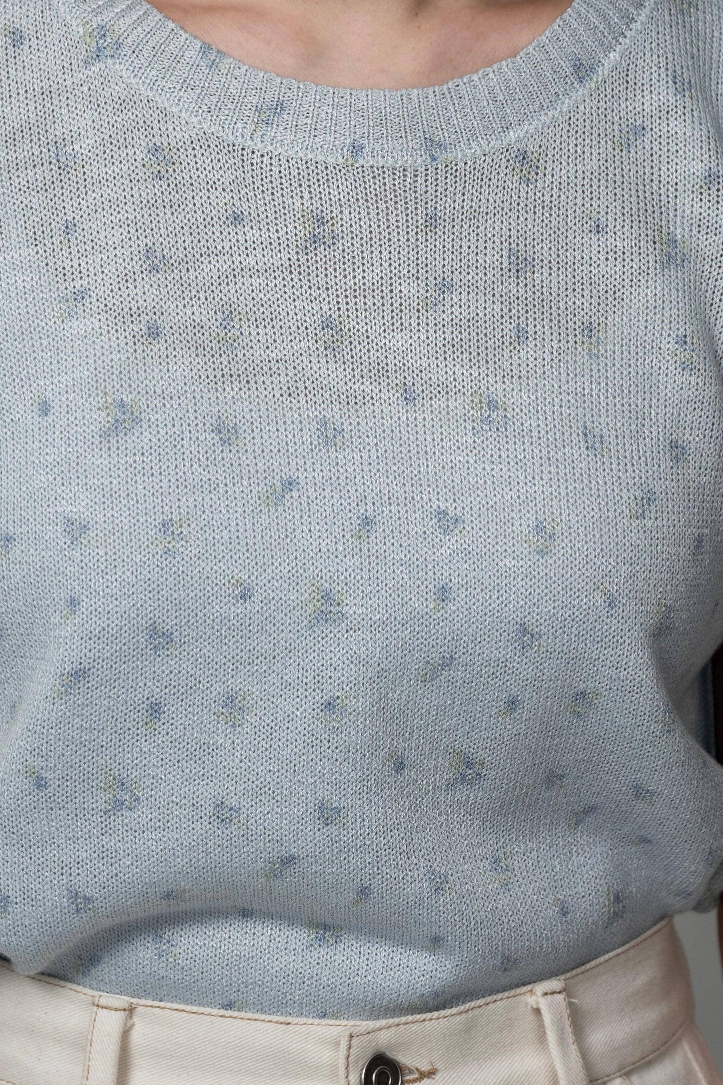 small floral pattern round neck tops