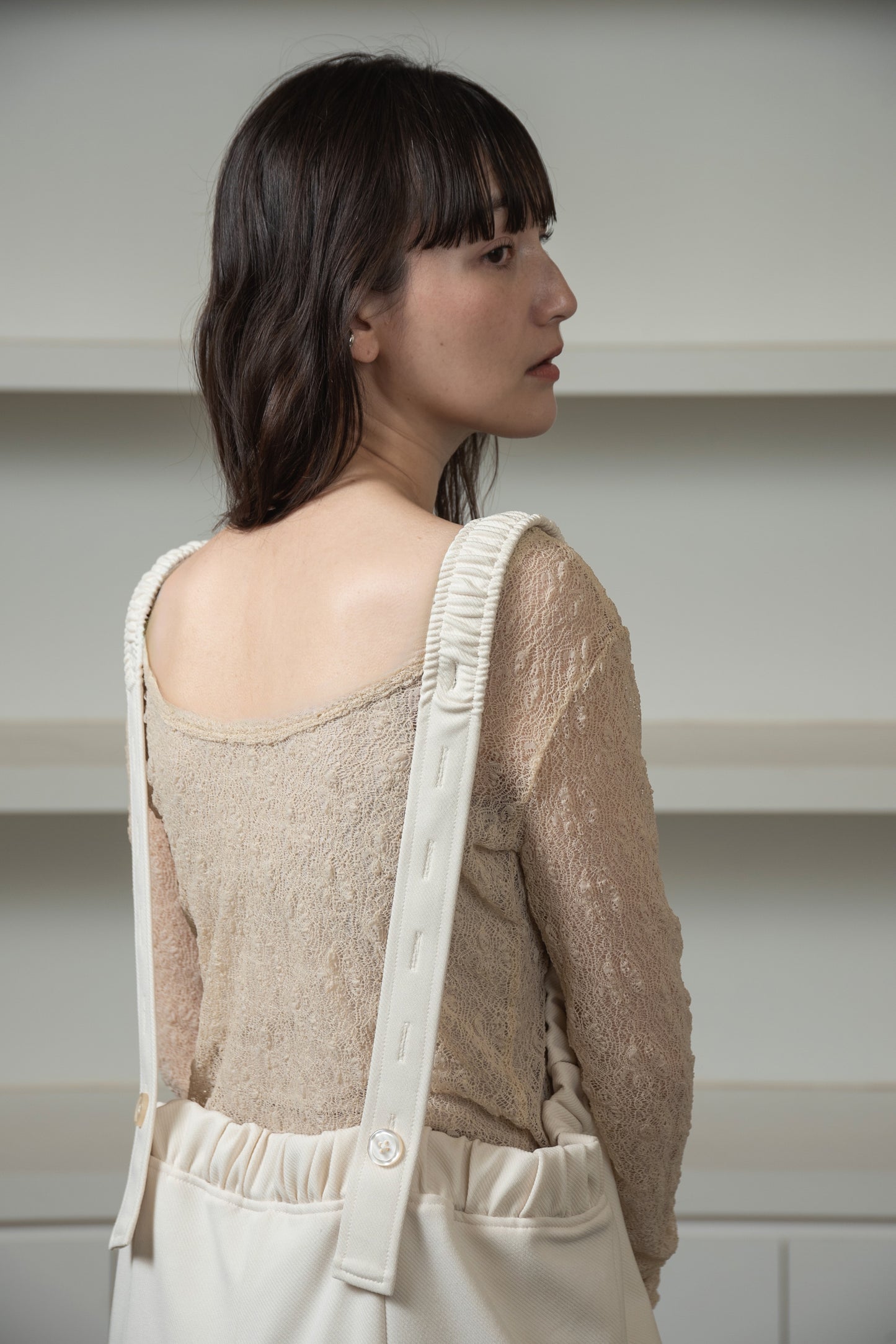 lace 2way shirring tops