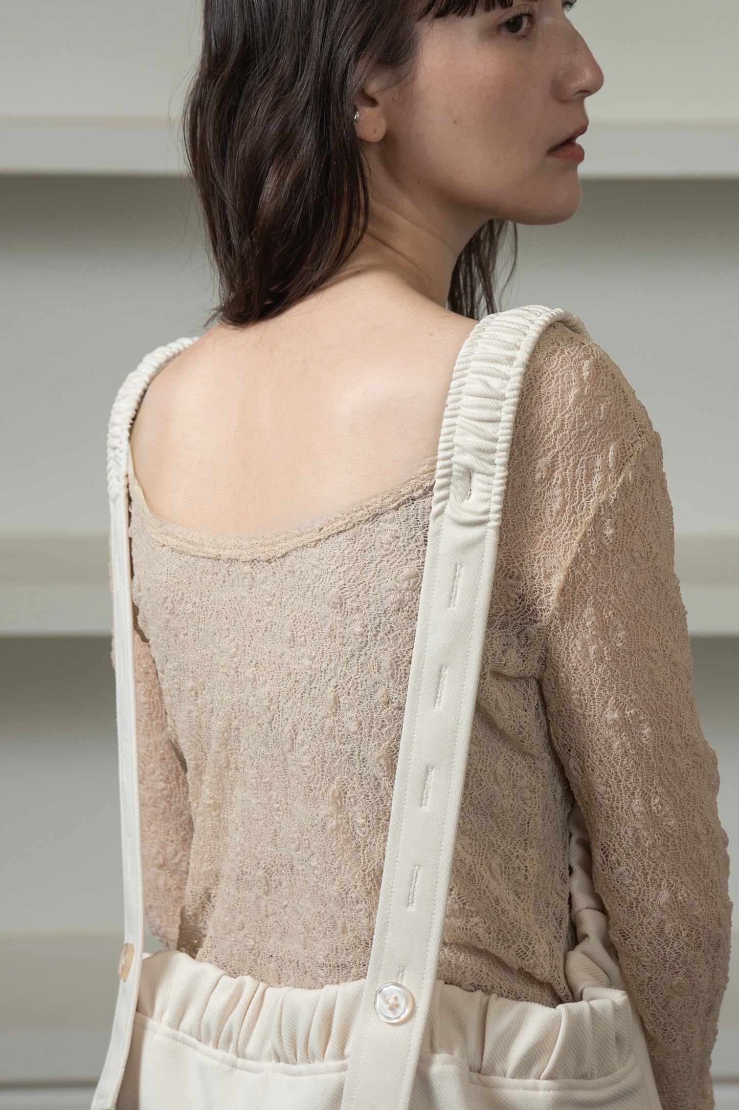 lace 2way shirring tops