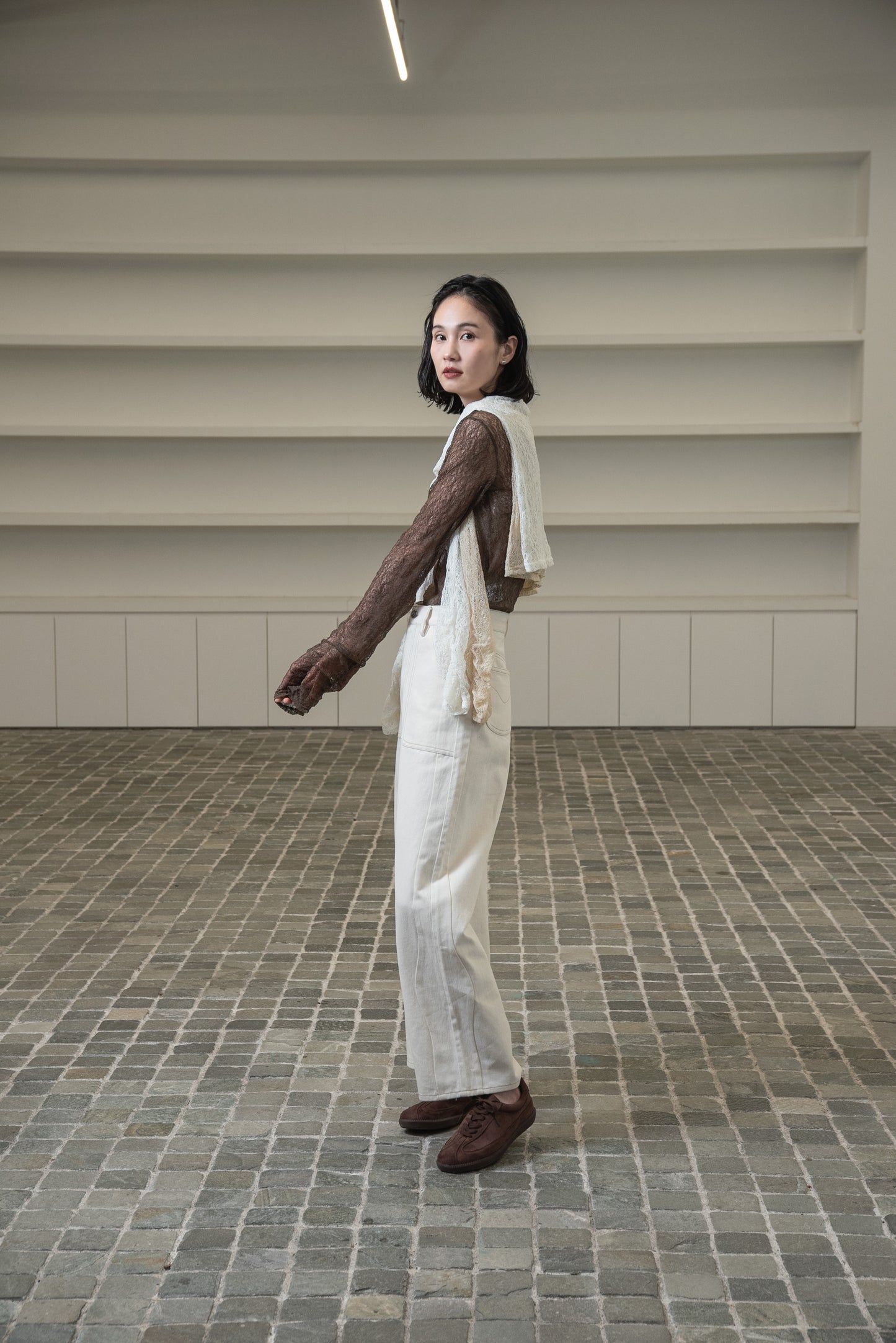 lace 2way shirring tops