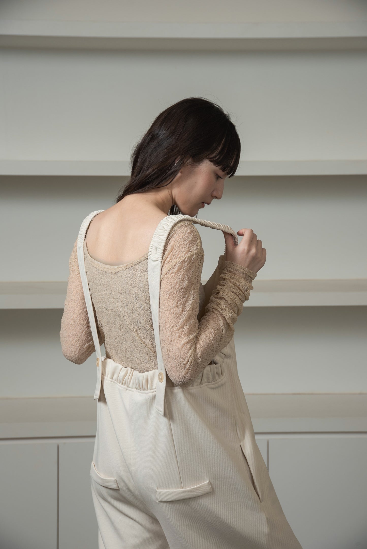 lace 2way shirring tops