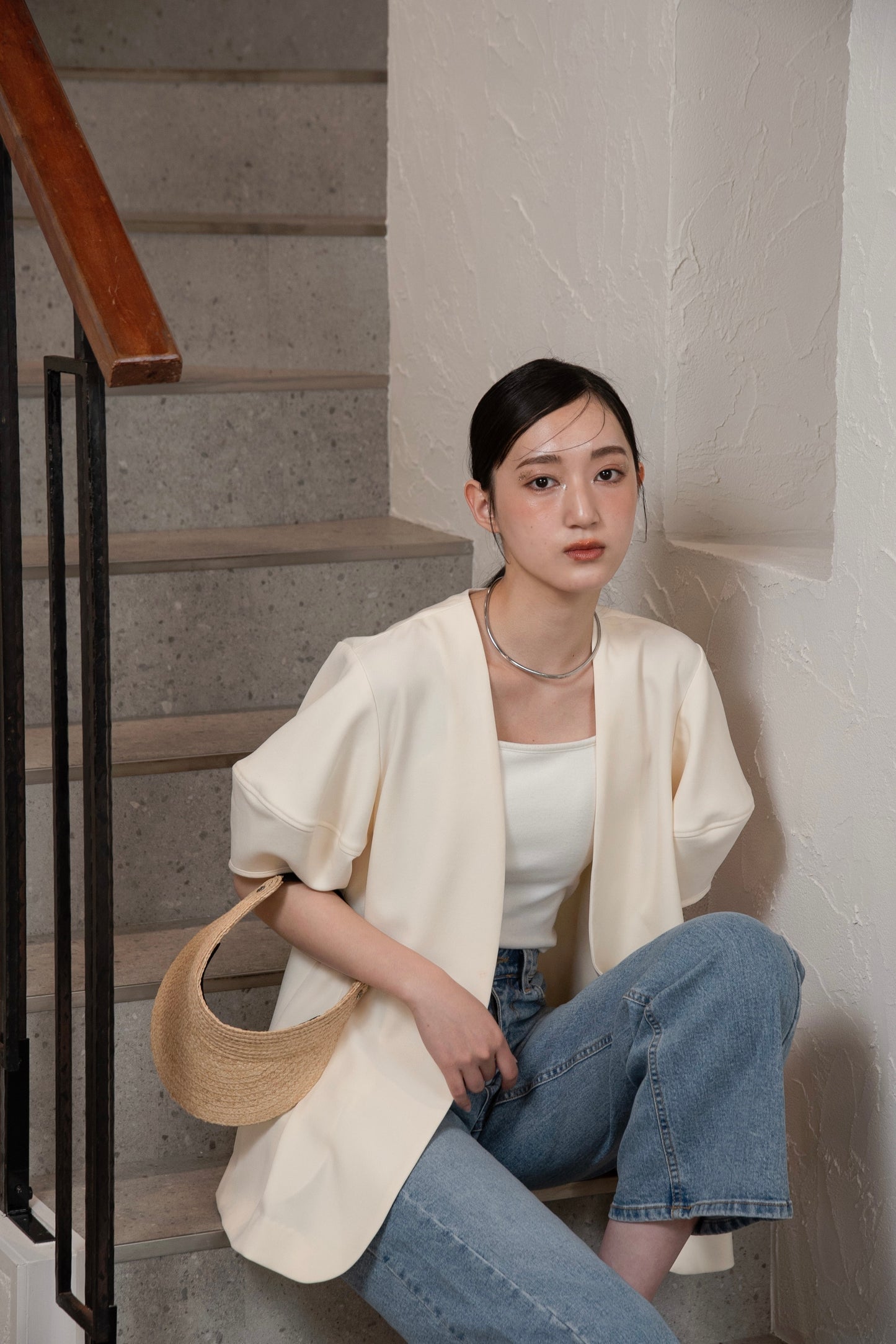 puff sleeve no collar jacket