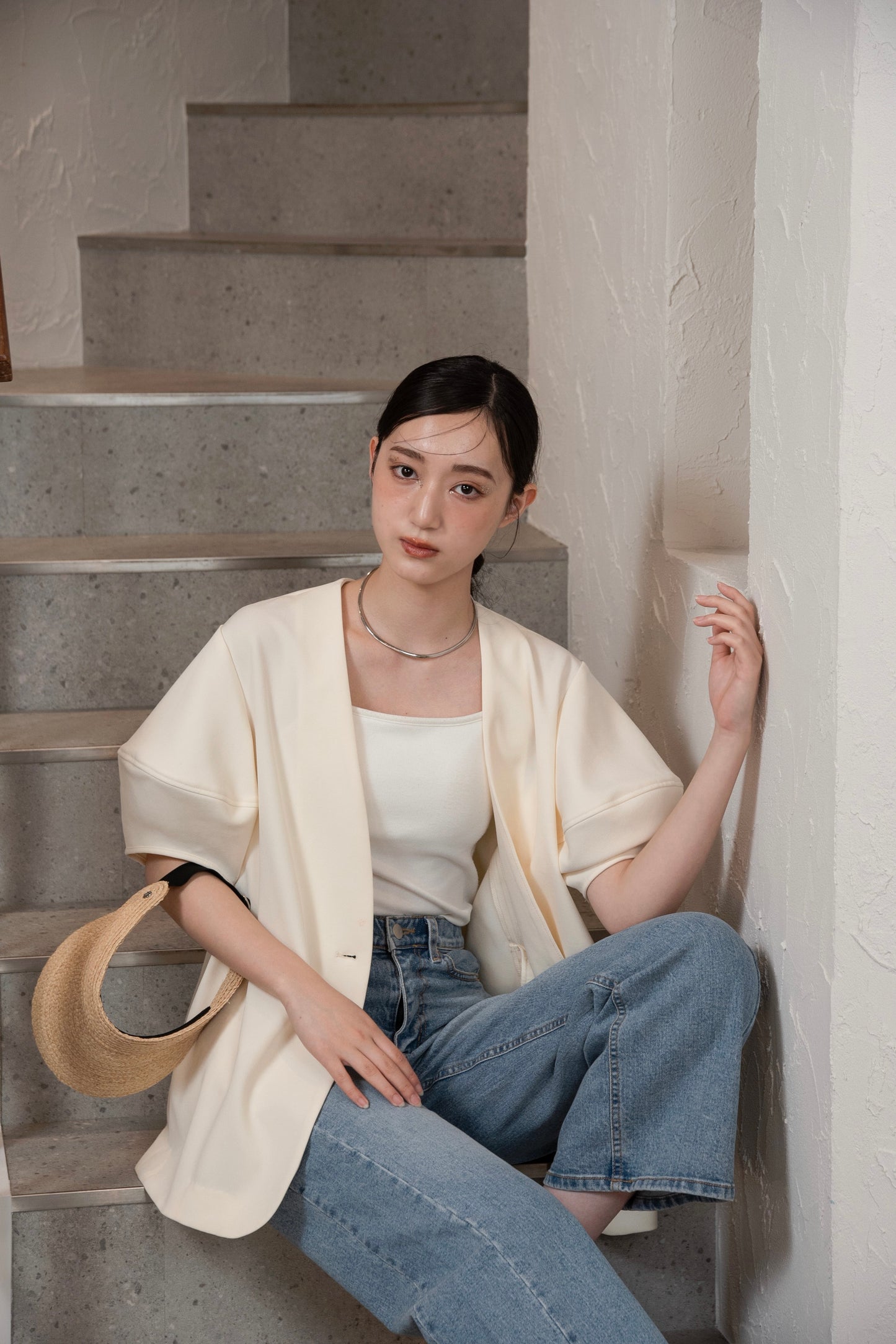 puff sleeve no collar jacket