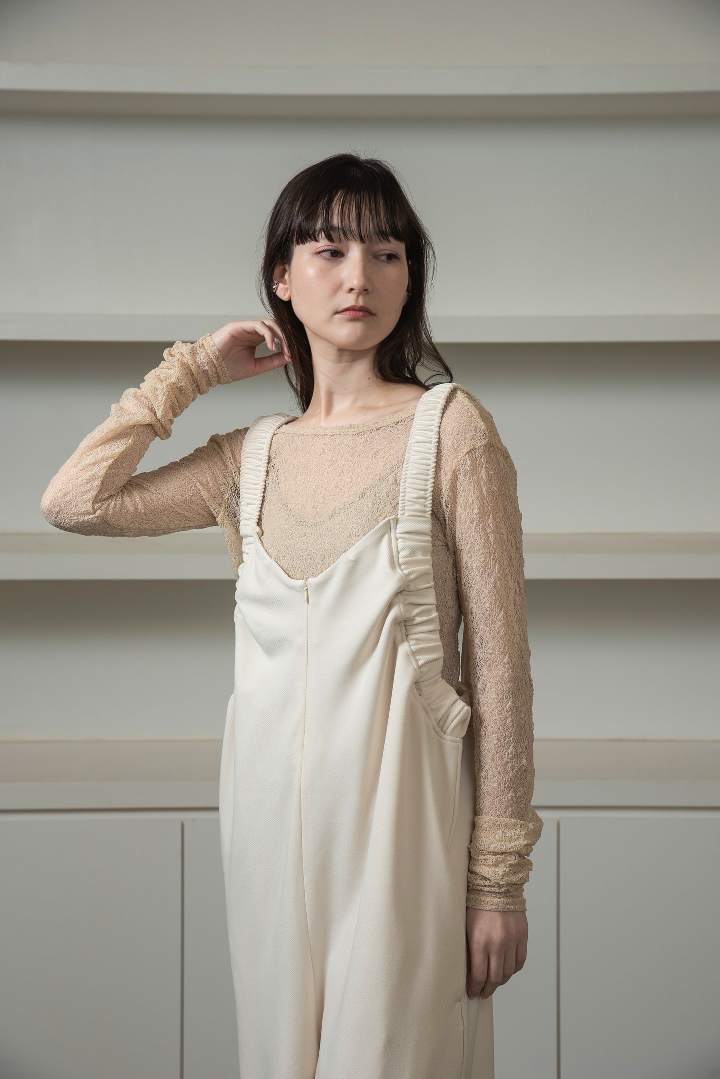 lace 2way shirring tops