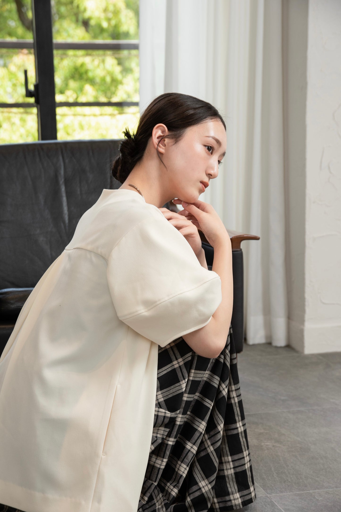 puff sleeve no collar jacket