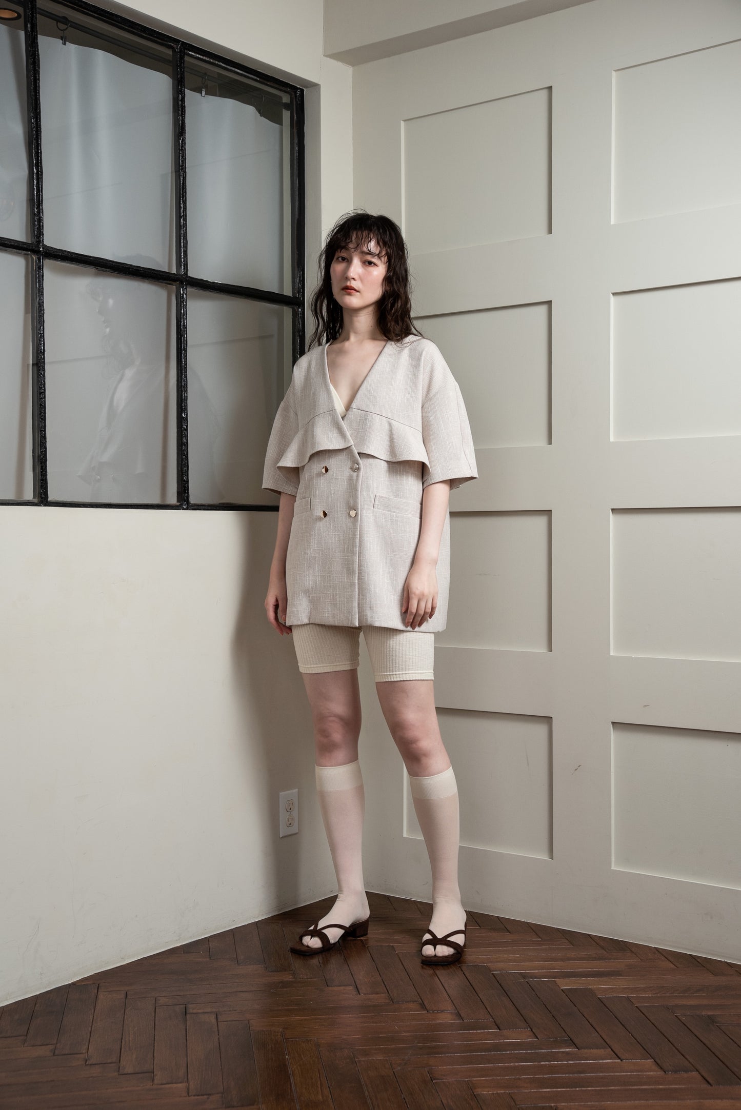 frill double button jacket