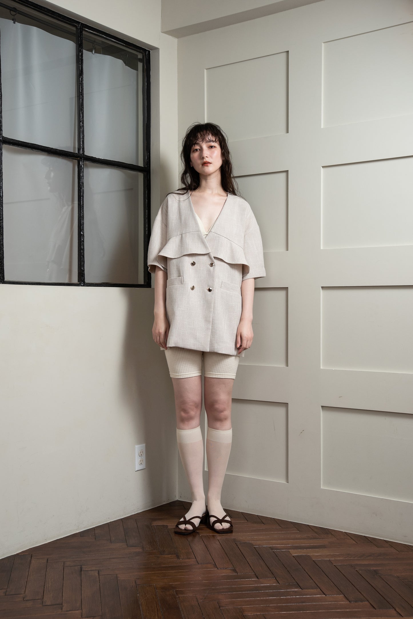 frill double button jacket