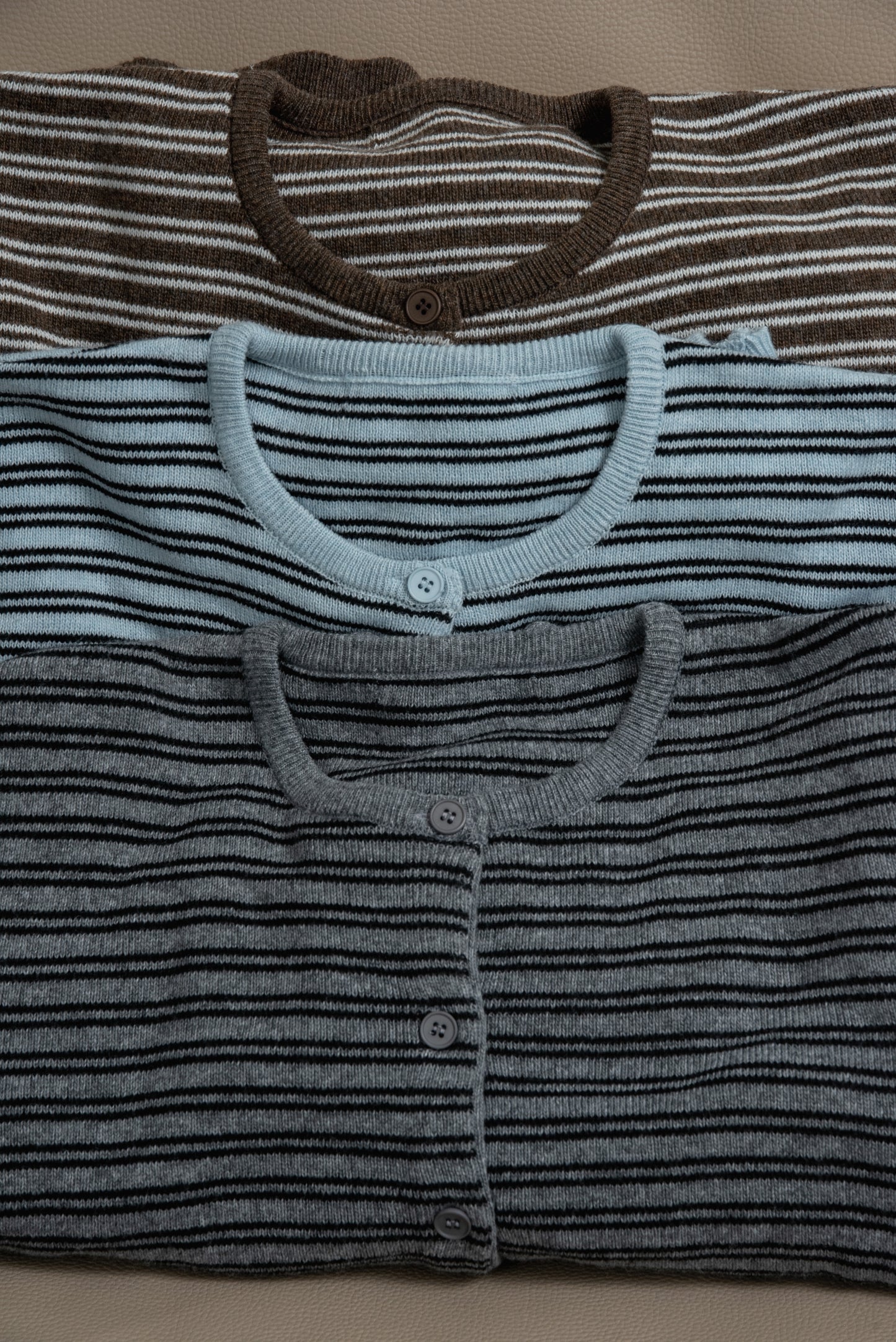 horizontal stripe crew neck cardigan