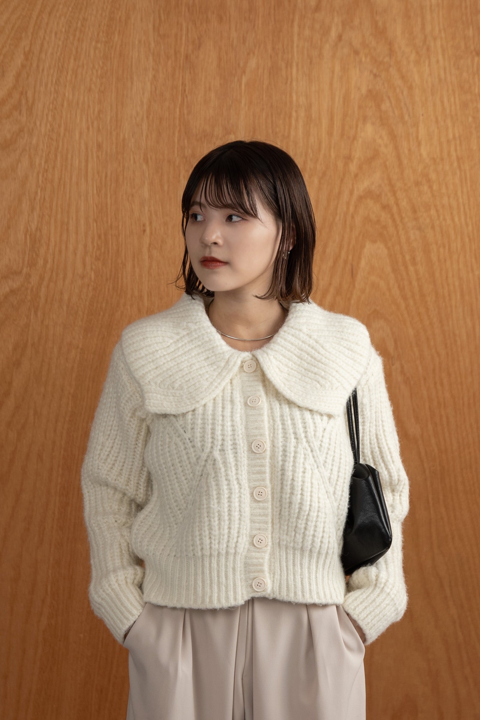 big collar button short knit – eim online（エイム オンライン）