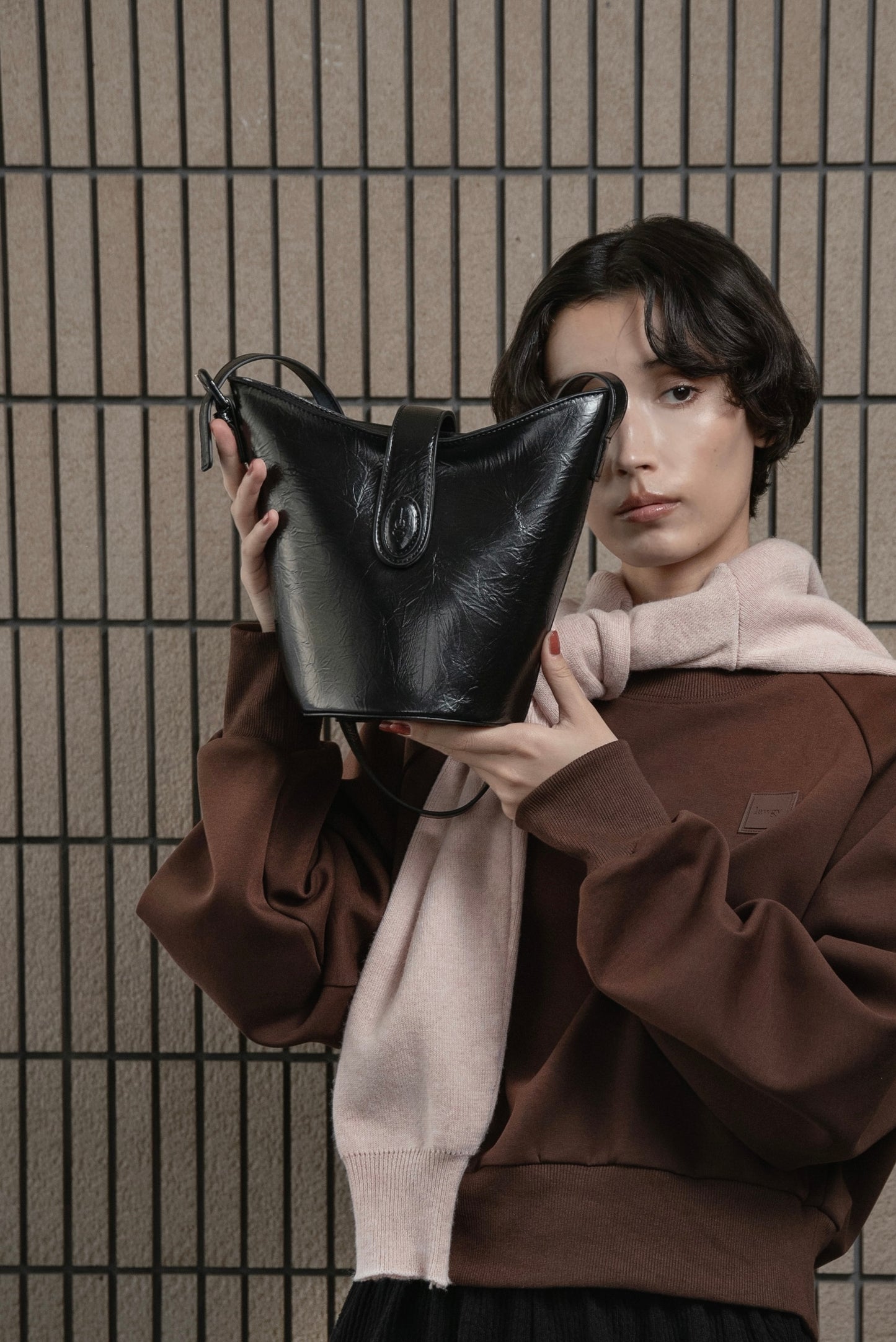 triangle logo one handle bag