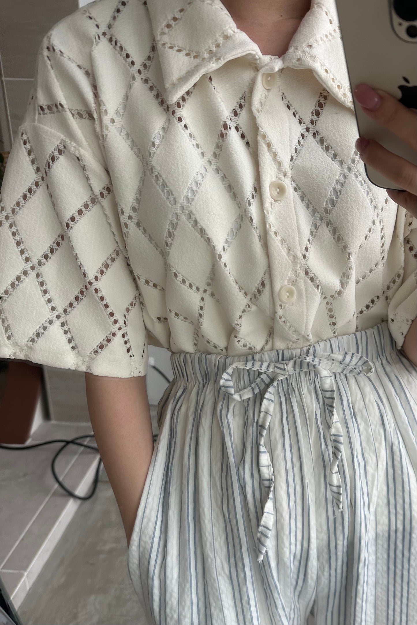 mesh line pattern tops【eim plus+限定アイテム】