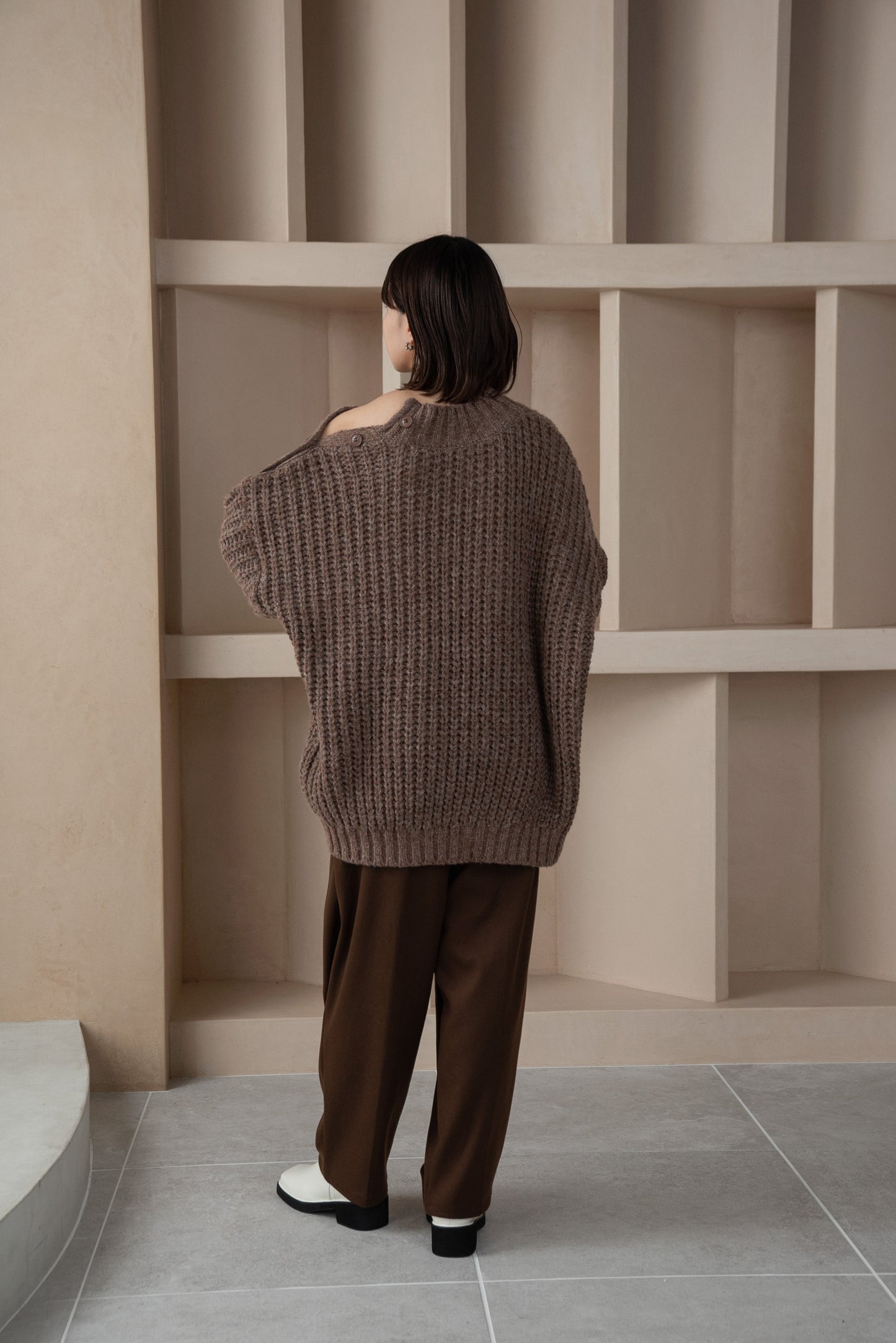 cable button over size knit