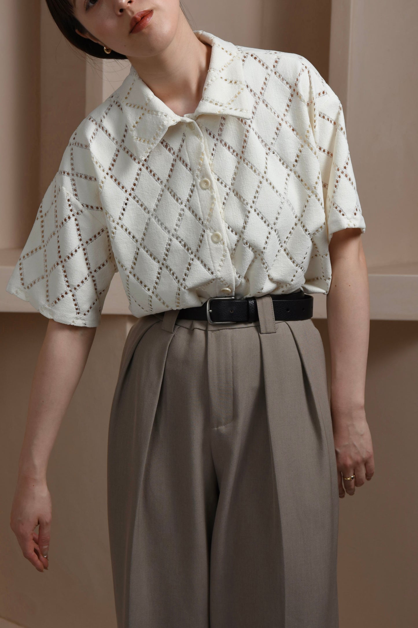mesh line pattern tops【eim plus+限定アイテム】