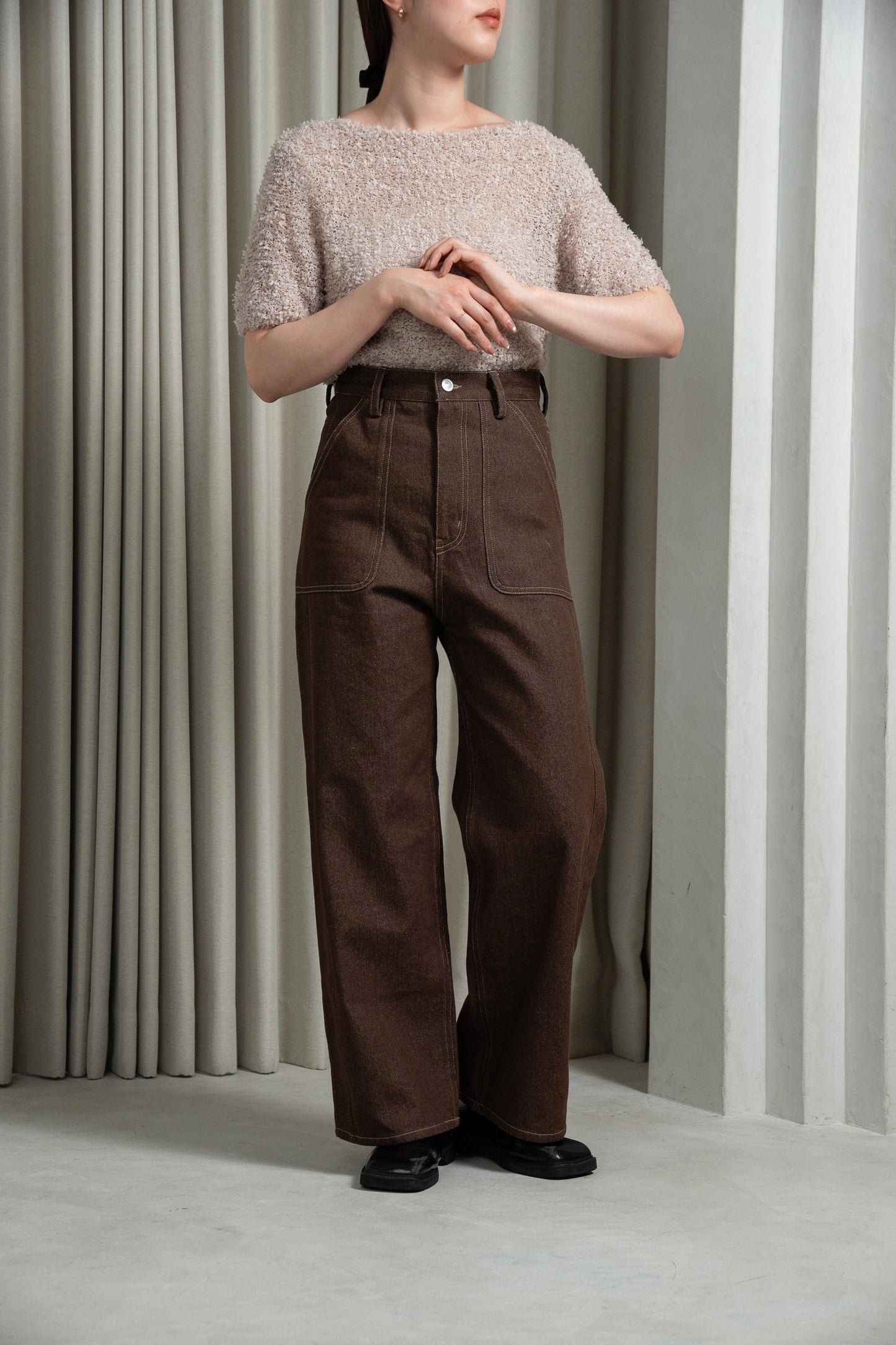 tape yarn short sleeves tops