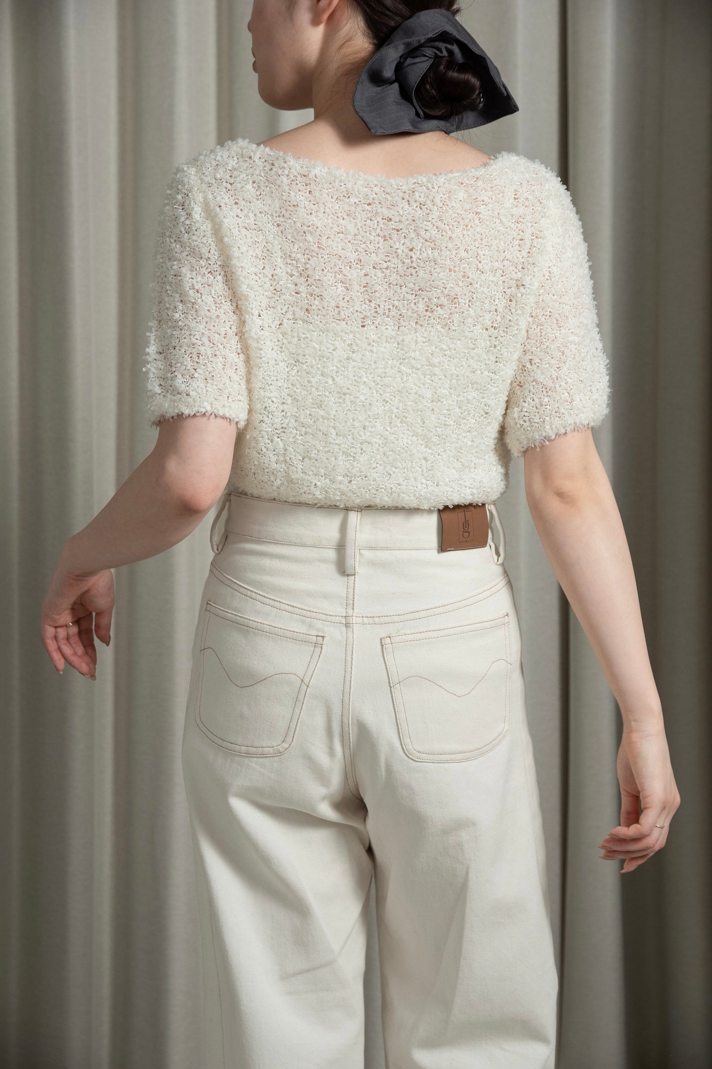 tape yarn short sleeves tops