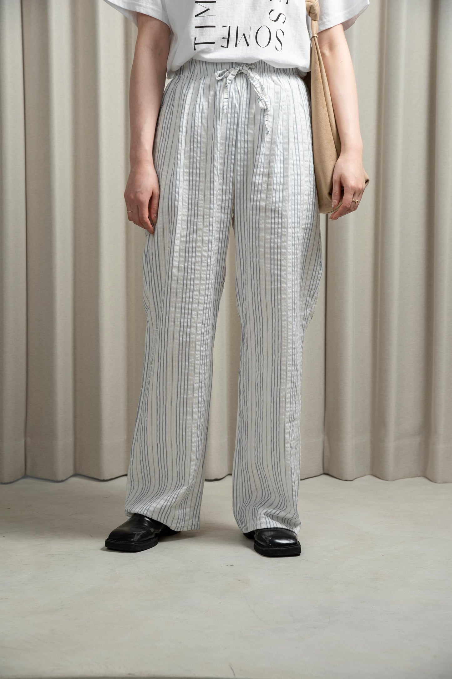 stripe rafu straight pants