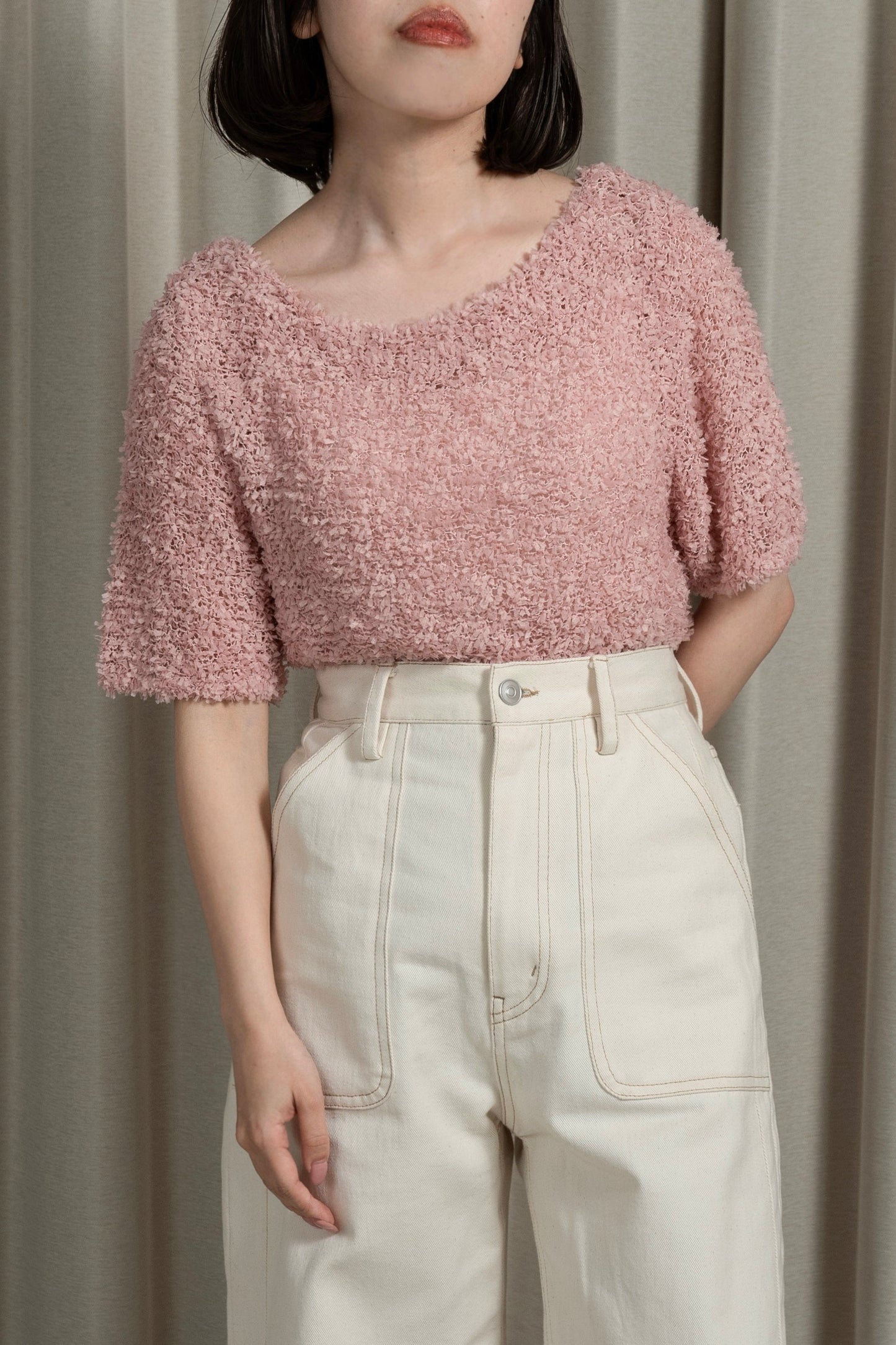 tape yarn short sleeves tops