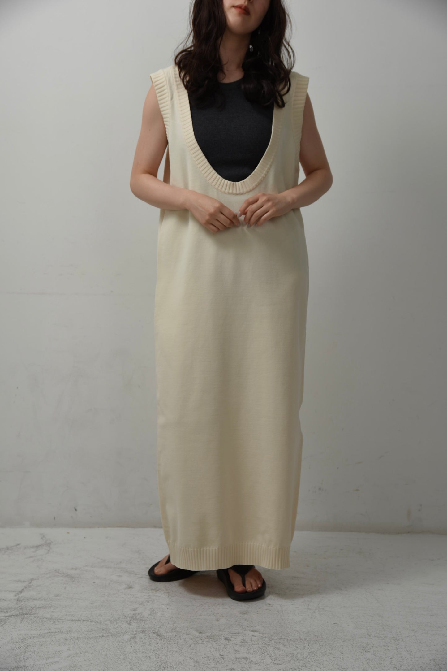 u neck long vest