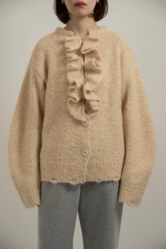 2way ruffle front button cardigan【eim plus+限定アイテム】