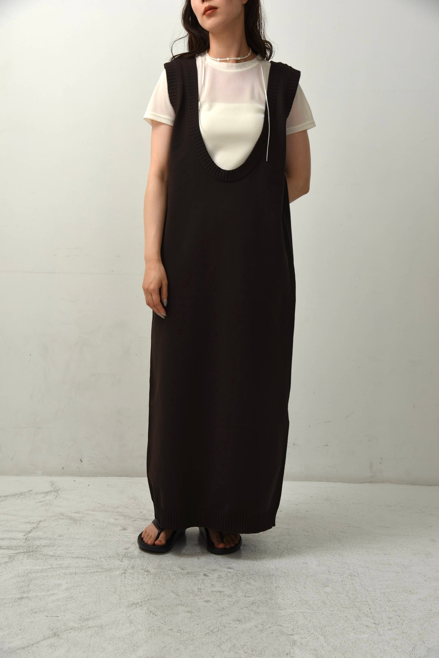u neck long vest