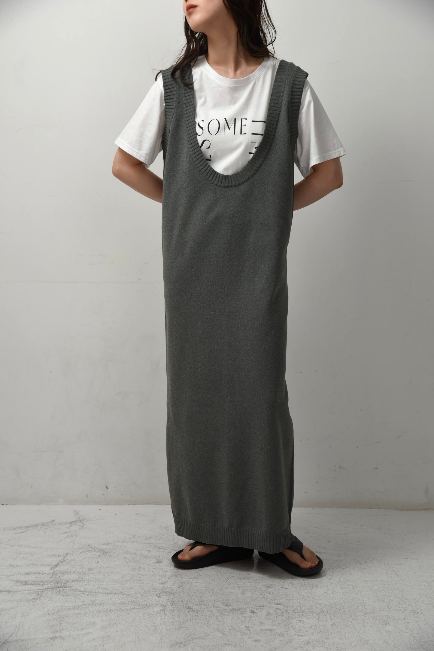 u neck long vest