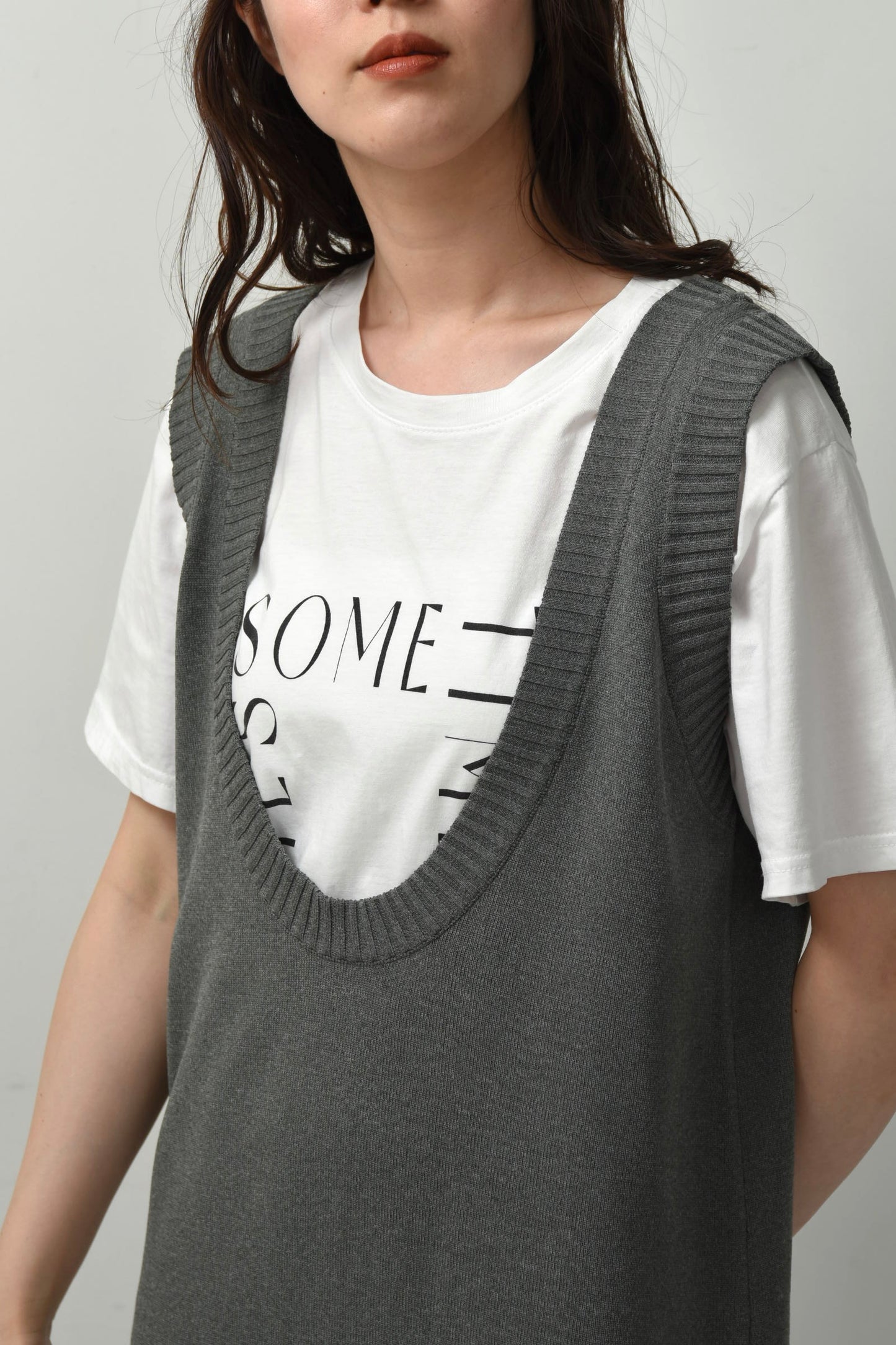 u neck long vest