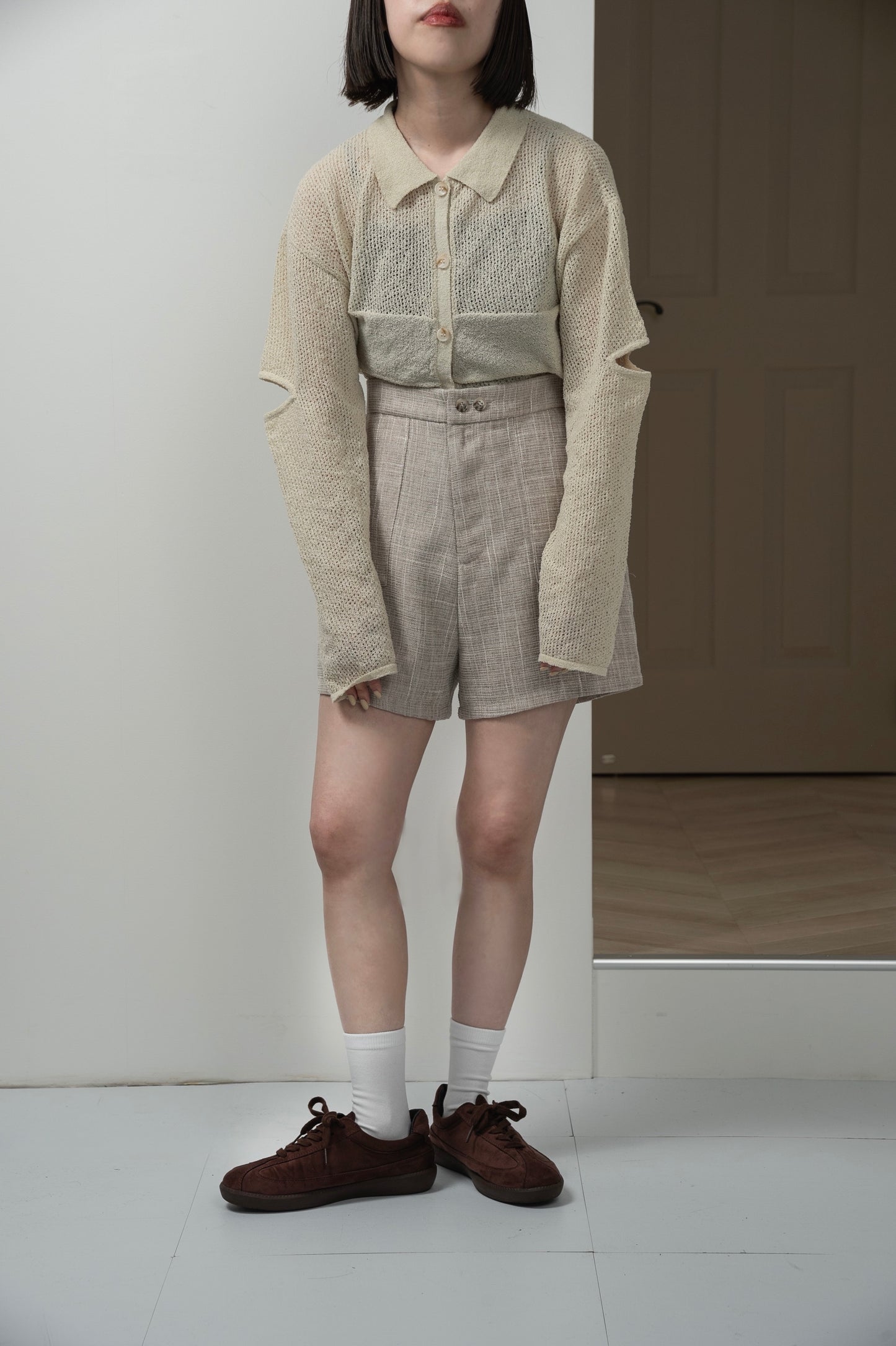 tweed like short pants